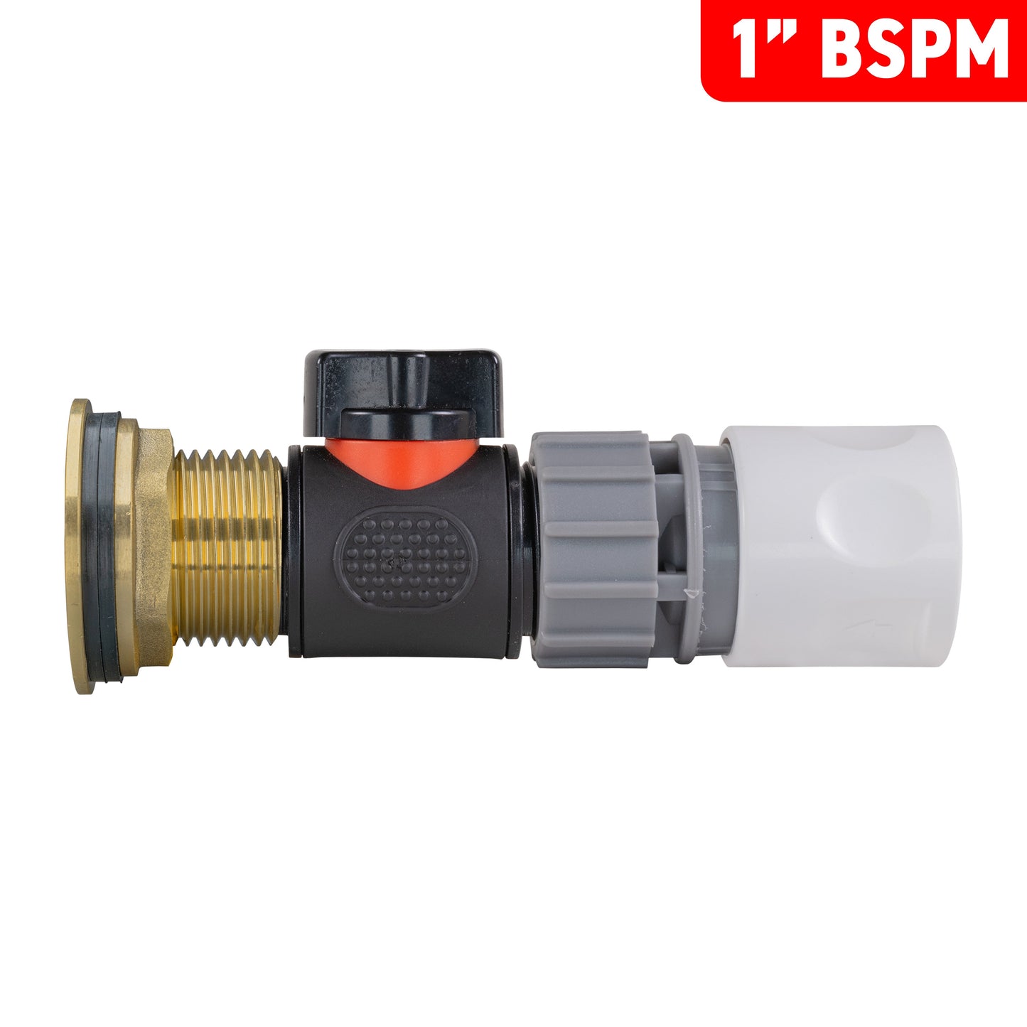 Water Butt Brass Kit 1in with In-Line Valve + Female Quick Connector WL