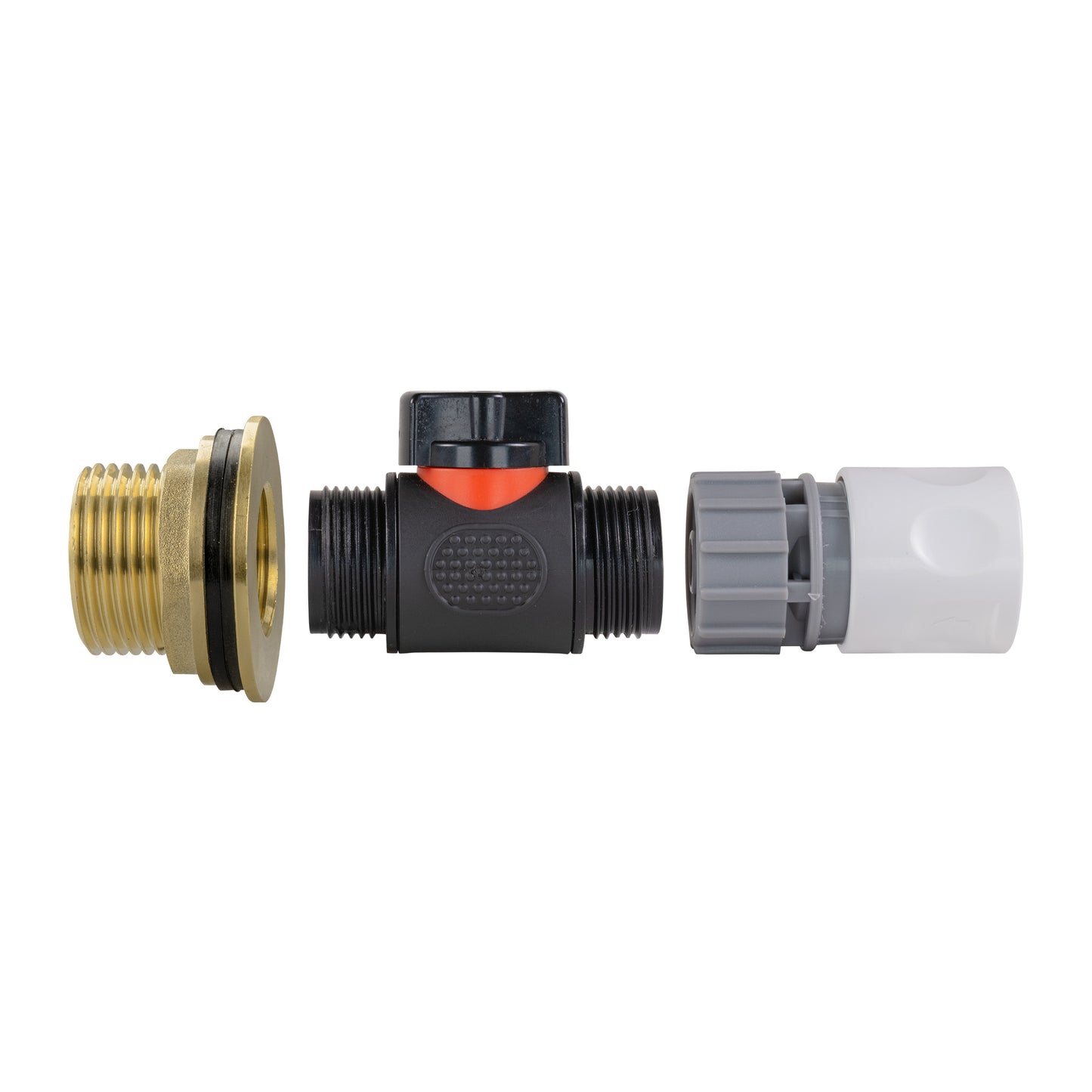 Water Butt Brass Kit 1in with In-Line Valve + Female Quick Connector WL