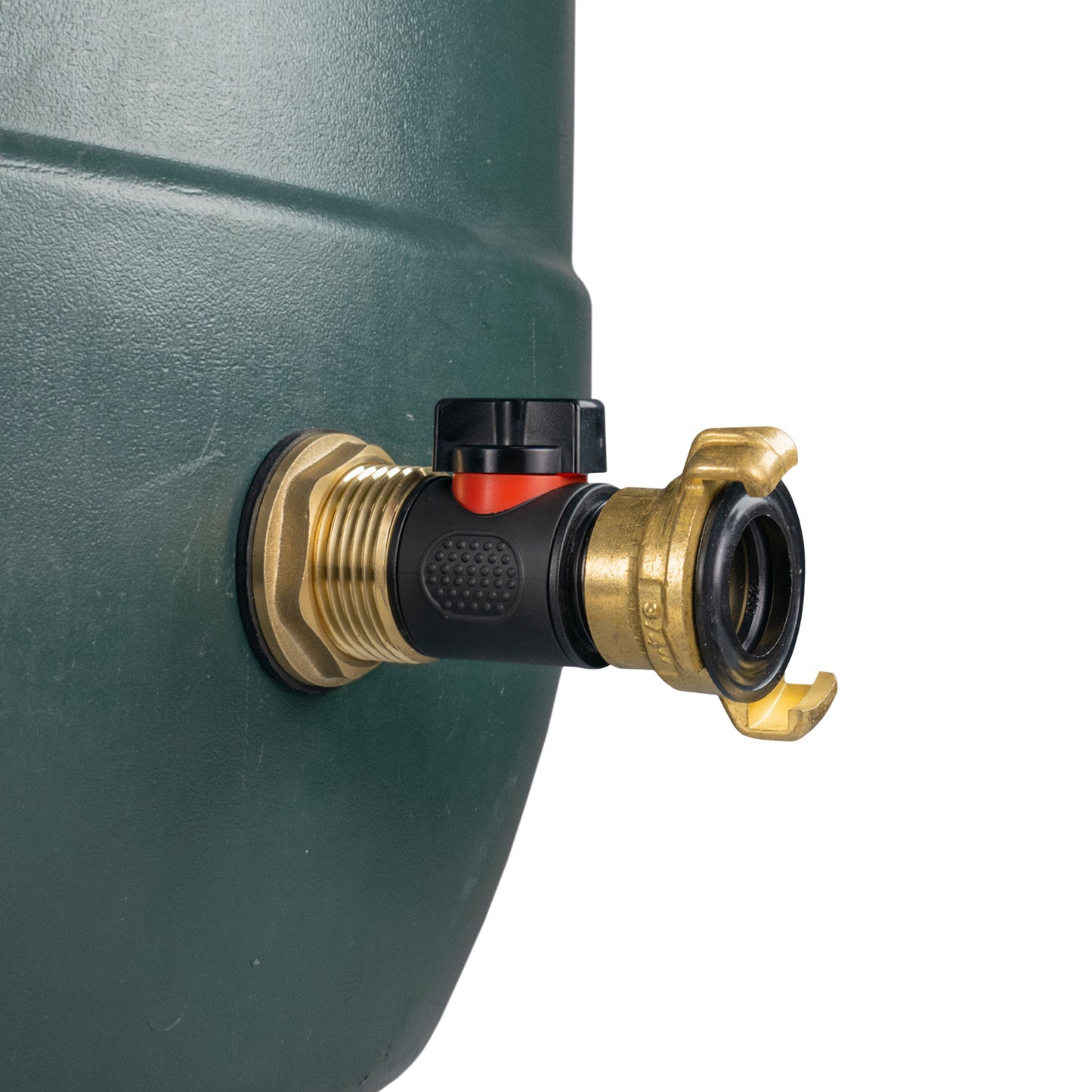 Water Butt Brass Kit 1in with In-Line Valve + Geka and Drill Bit Water Connector