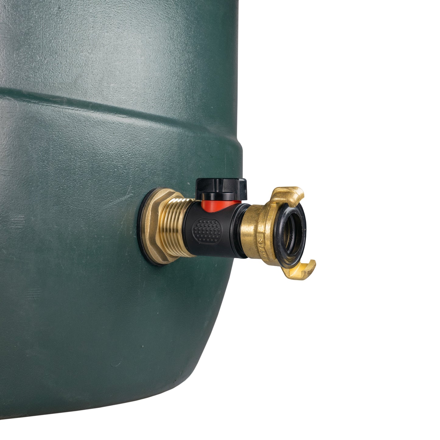 Water Butt Brass Kit 1in with In-Line Valve + Geka and Drill Bit Water Connector