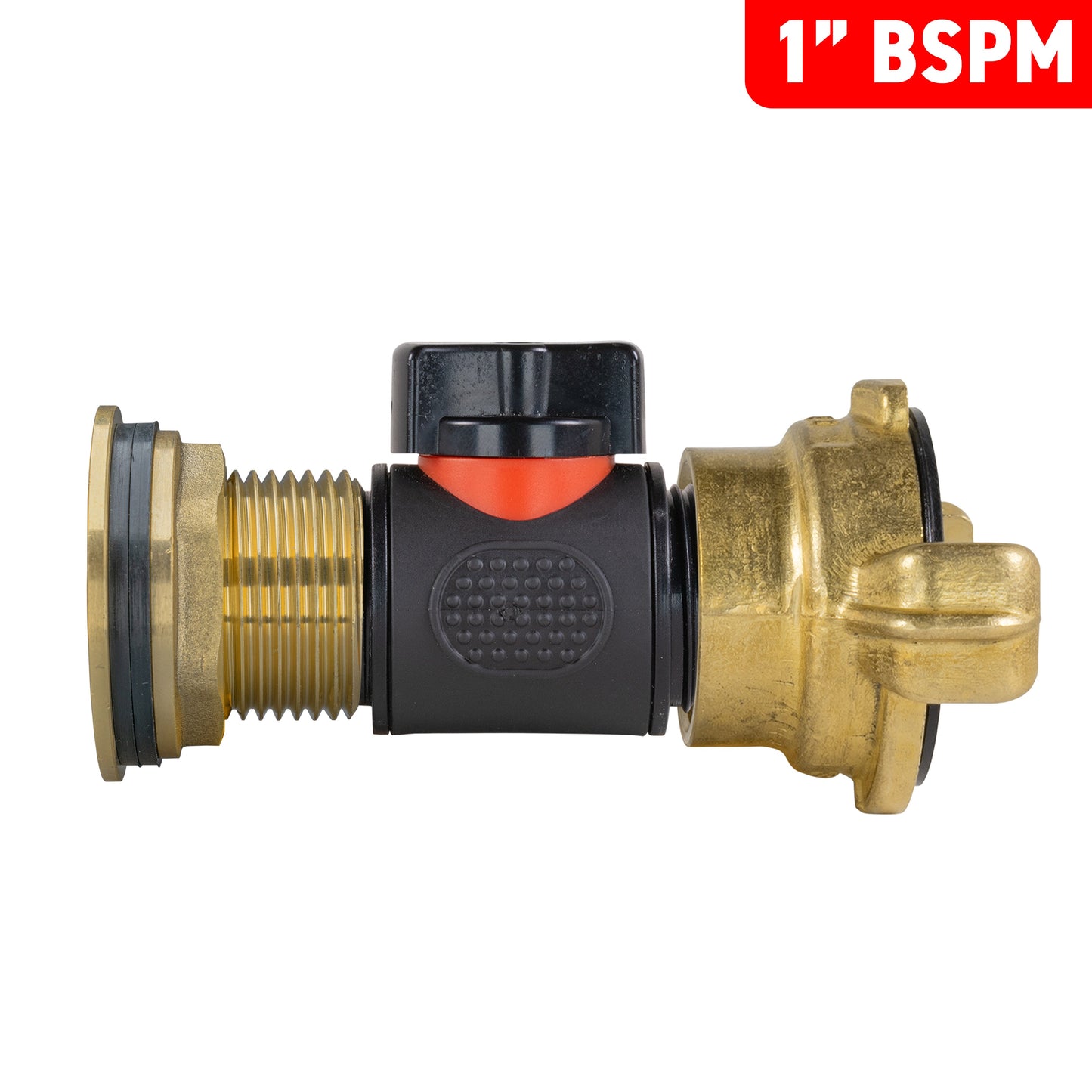 Water Butt Brass Kit 1in with In-Line Valve + Geka and Drill Bit Water Connector