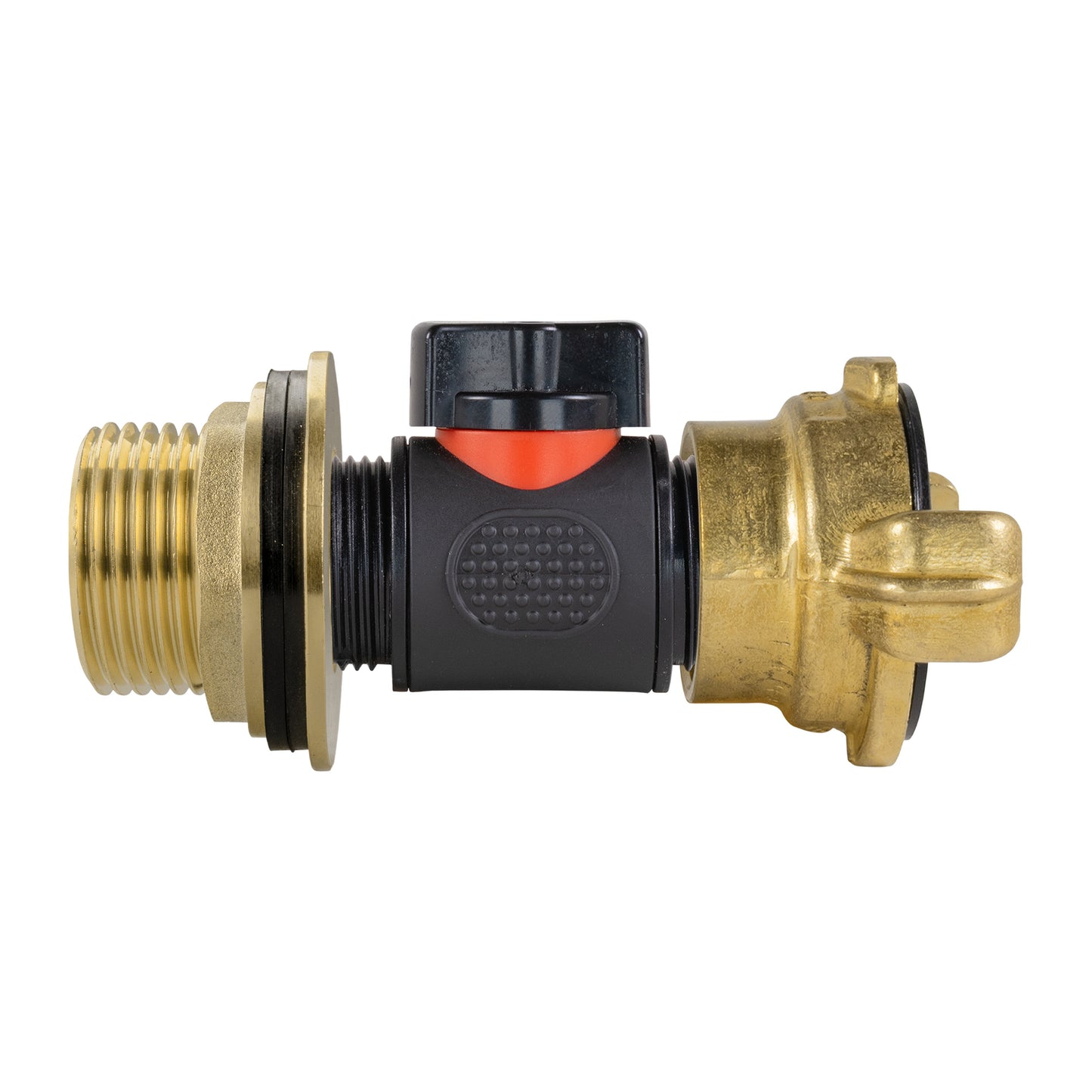 Water Butt Brass Kit 1in with In-Line Valve + Geka and Drill Bit Water Connector