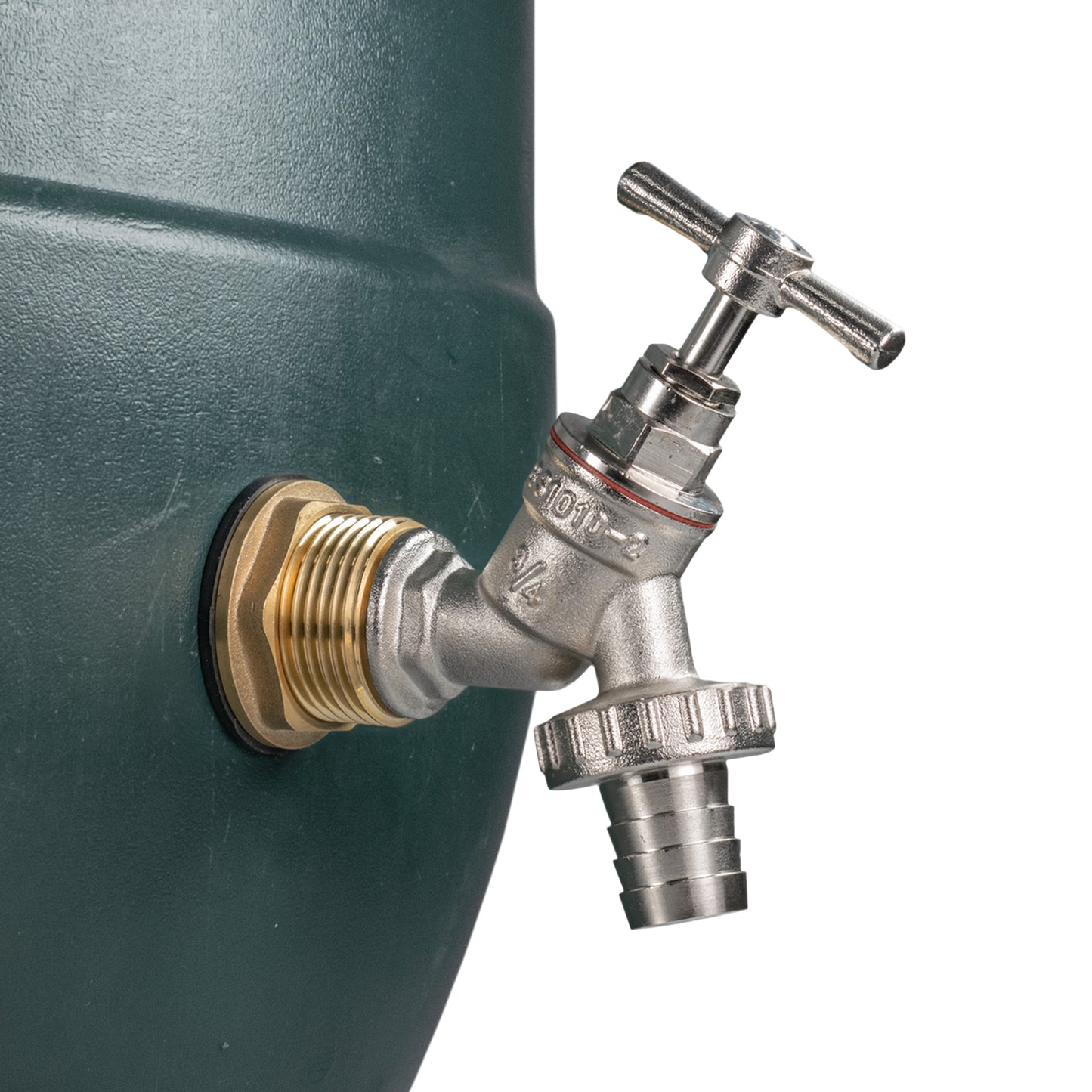 Water Butt Brass Kit 1in with Nickel Plated Barbed Tap and Drill Bit Tap Adapter