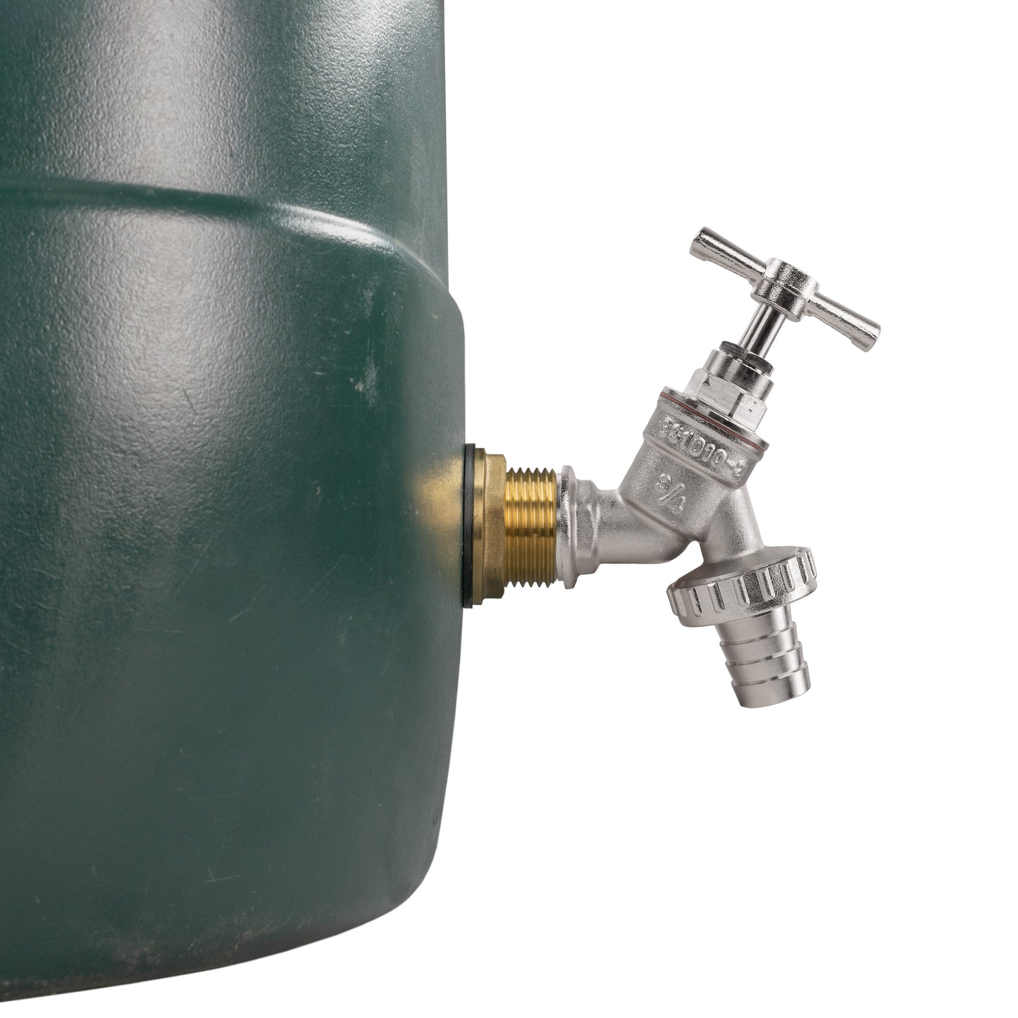 Water Butt Brass Kit 1in with Nickel Plated Barbed Tap and Drill Bit Tap Adapter