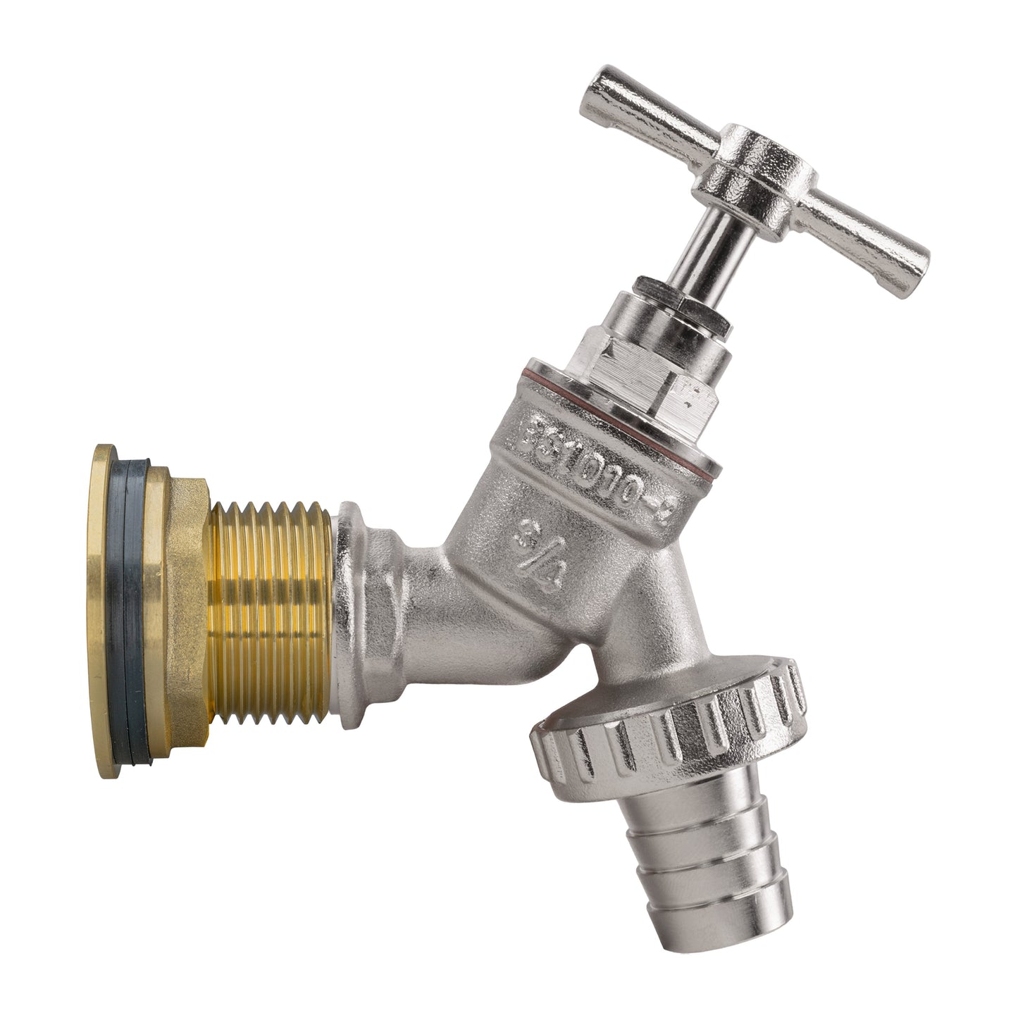 Water Butt Brass Kit 1in with Nickel Plated Barbed Tap for Outdoor Watering Kit