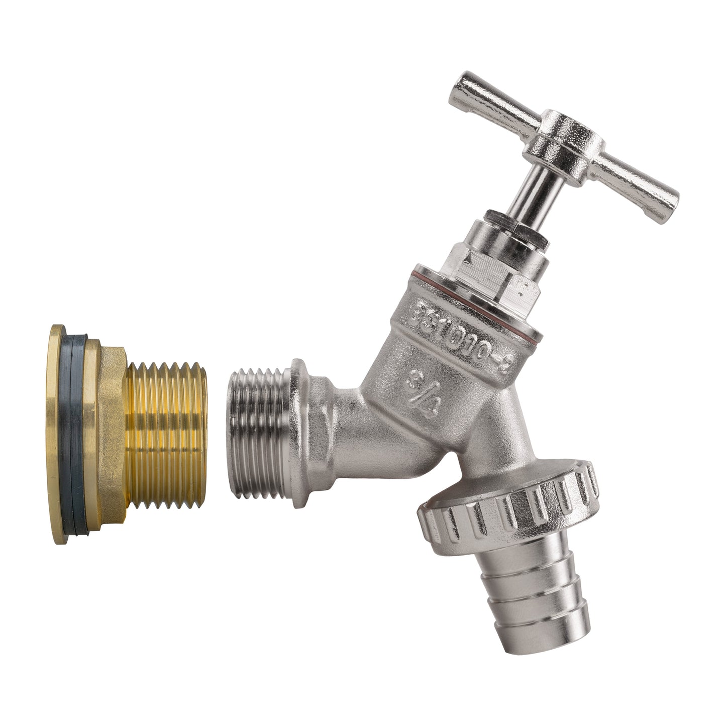 Water Butt Brass Kit 1in with Nickel Plated Barbed Tap for Outdoor Watering Kit