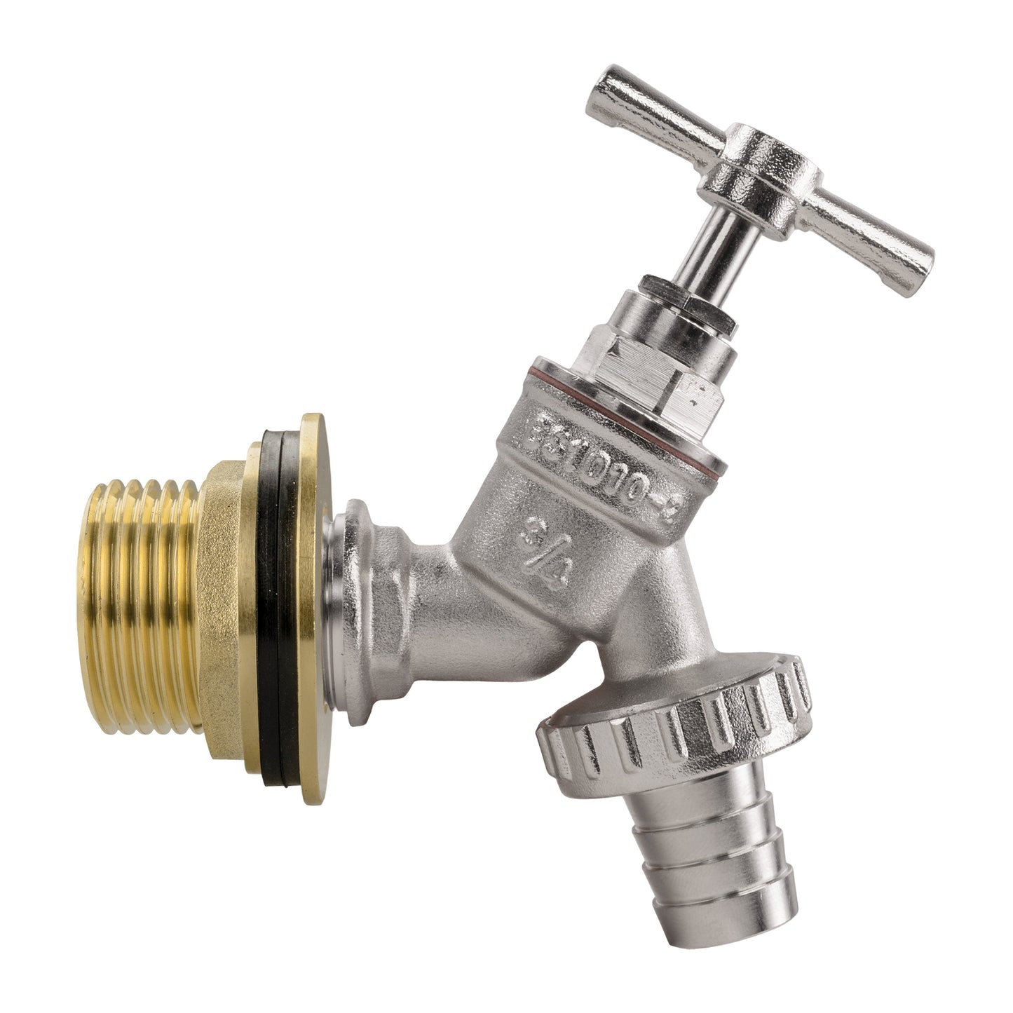 Water Butt Brass Kit 1in with Nickel Plated Barbed Tap and Drill Bit Tap Adapter