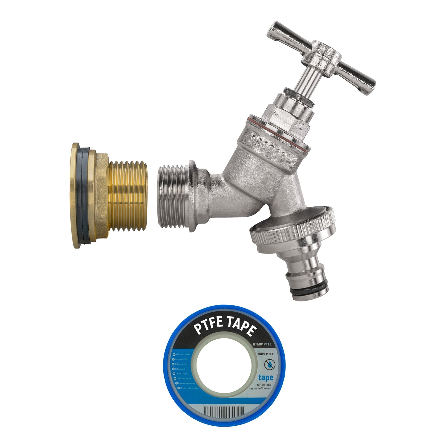 Water Butt Brass Kit 1in with Nickel Plated Quick Connect Tap Hose Connector Set
