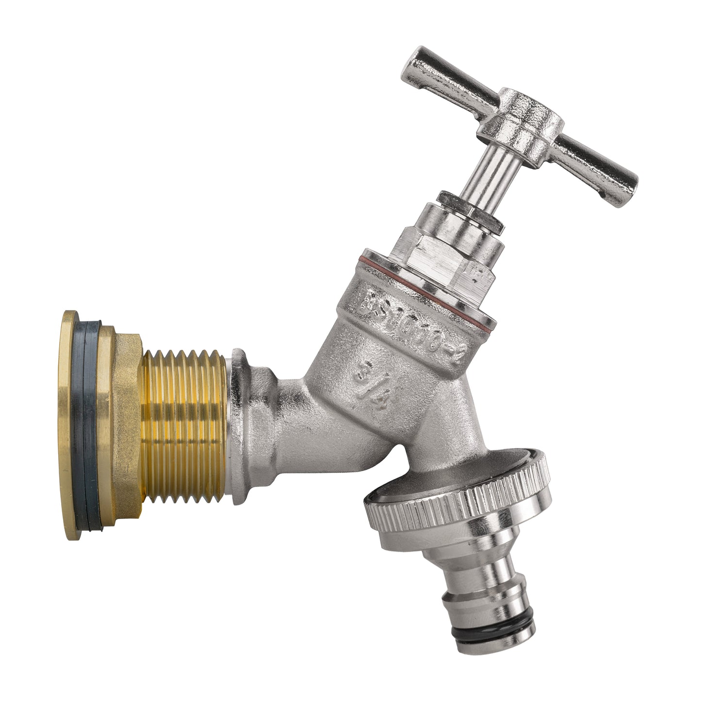 Water Butt Brass Kit 1in with Nickel Plated Quick Connect Tap and Drill Bit