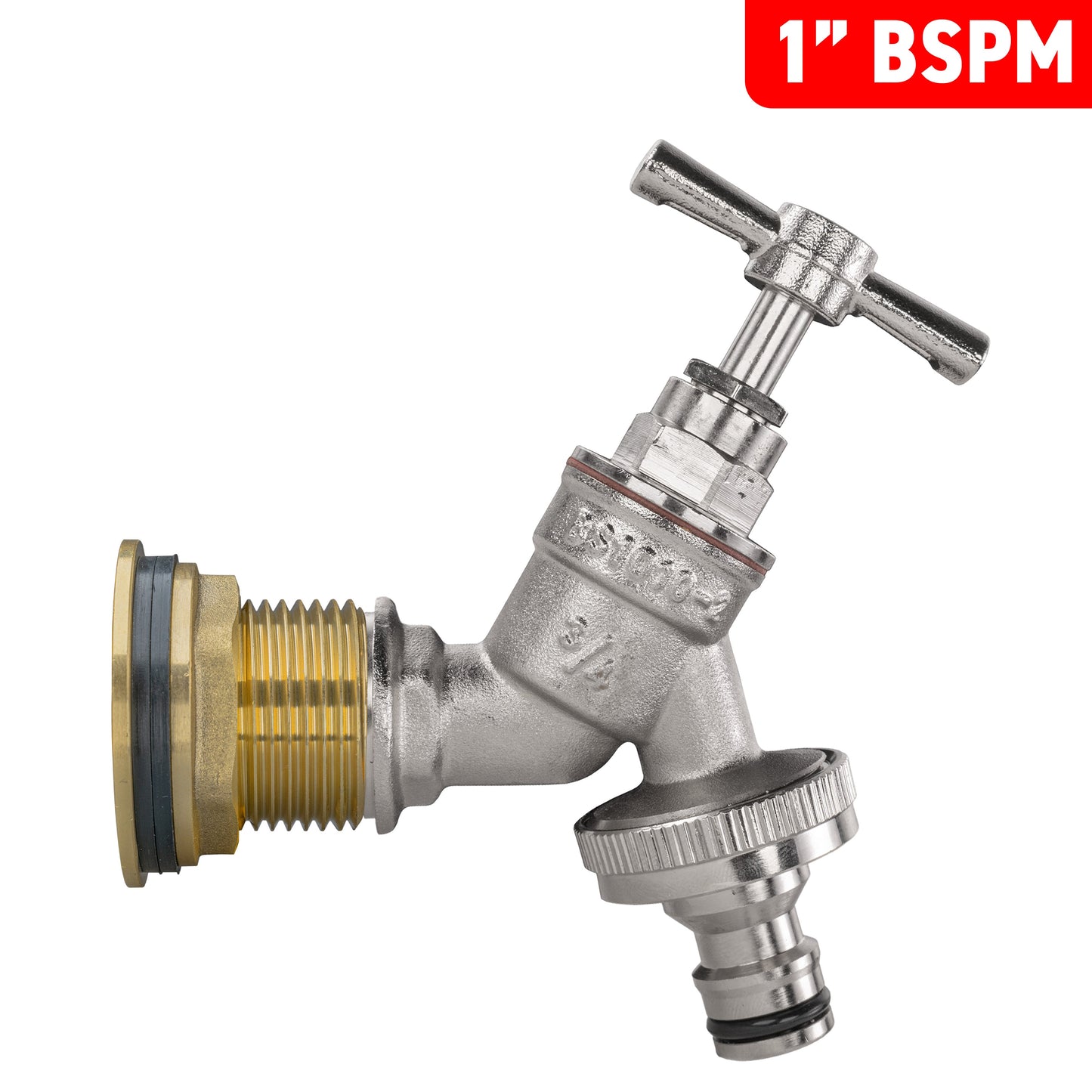 Water Butt Brass Kit 1in with Nickel Plated Quick Connect Tap Hose Connector Set