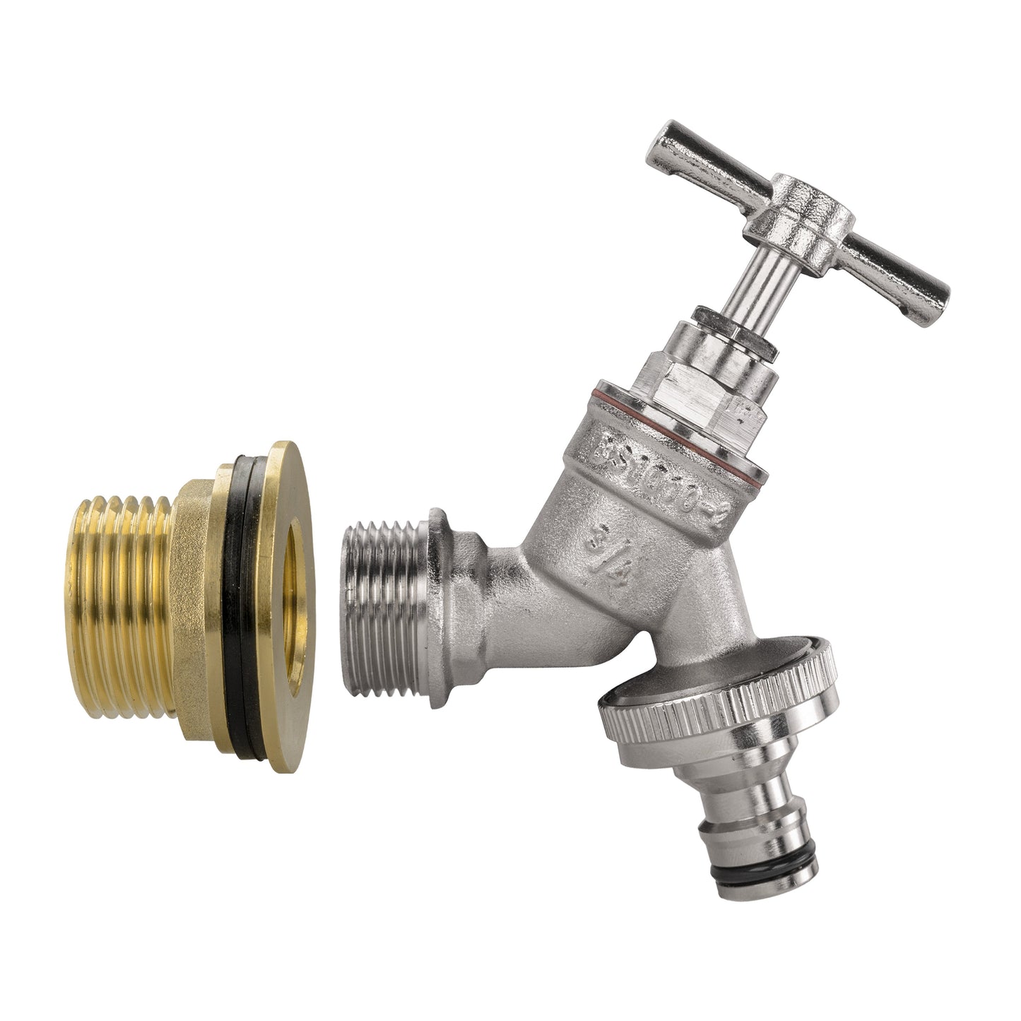 Water Butt Brass Kit 1in with Nickel Plated Quick Connect Tap Hose Connector Set