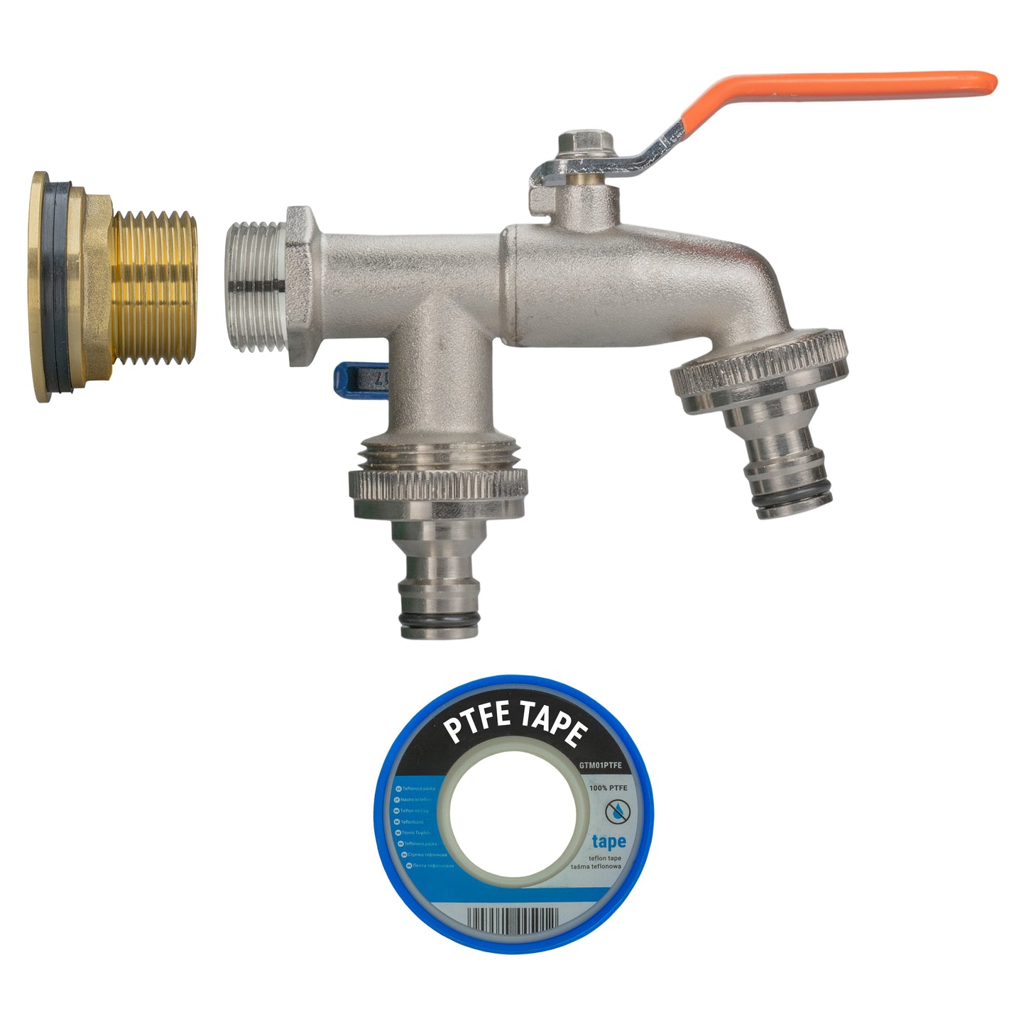Water Butt Brass Kit 1in with Double Quick Connect Tap for Outdoor Watering Kit