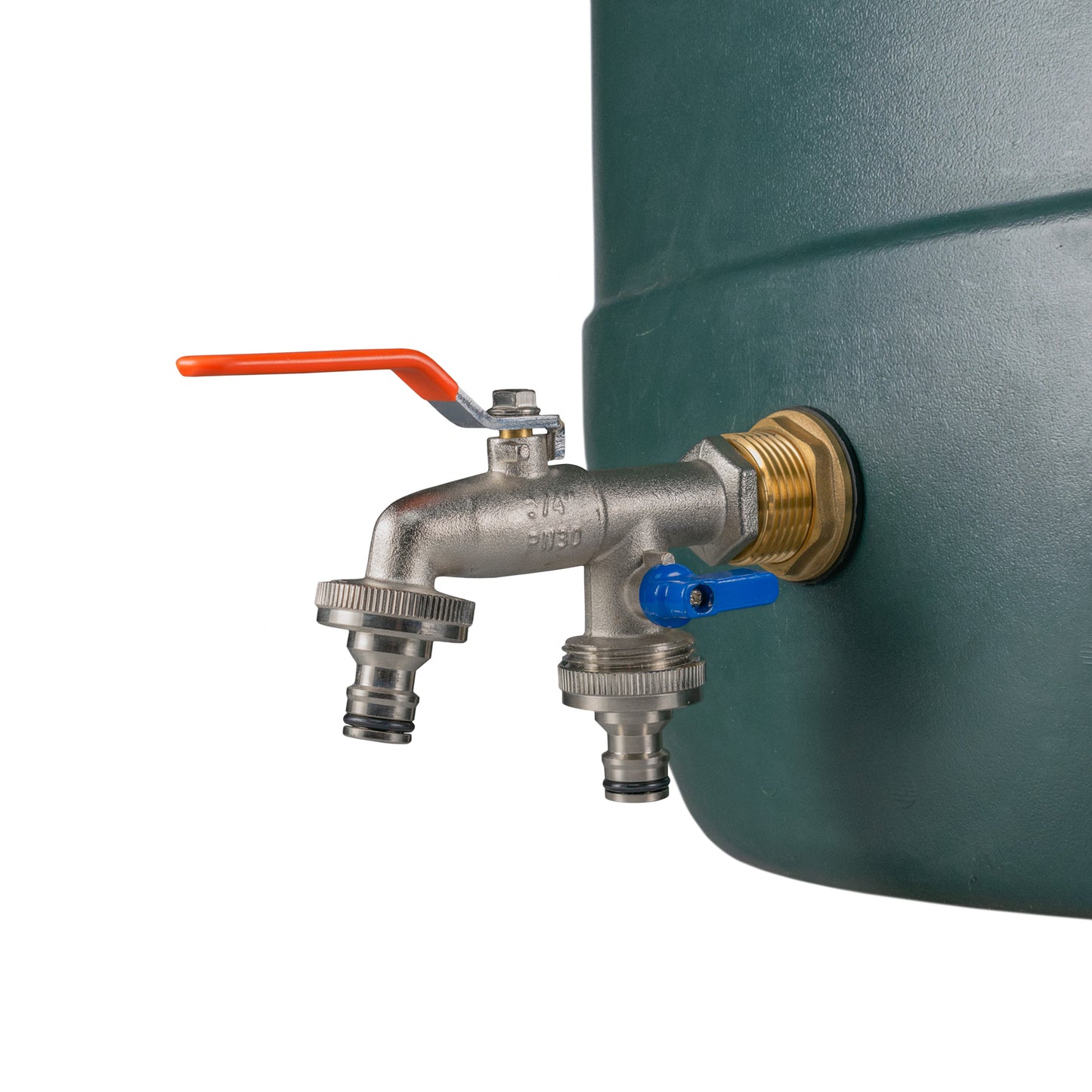 Water Butt Brass Kit 1in with Double Quick Connect Tap and Drill Bit Tap Adapter