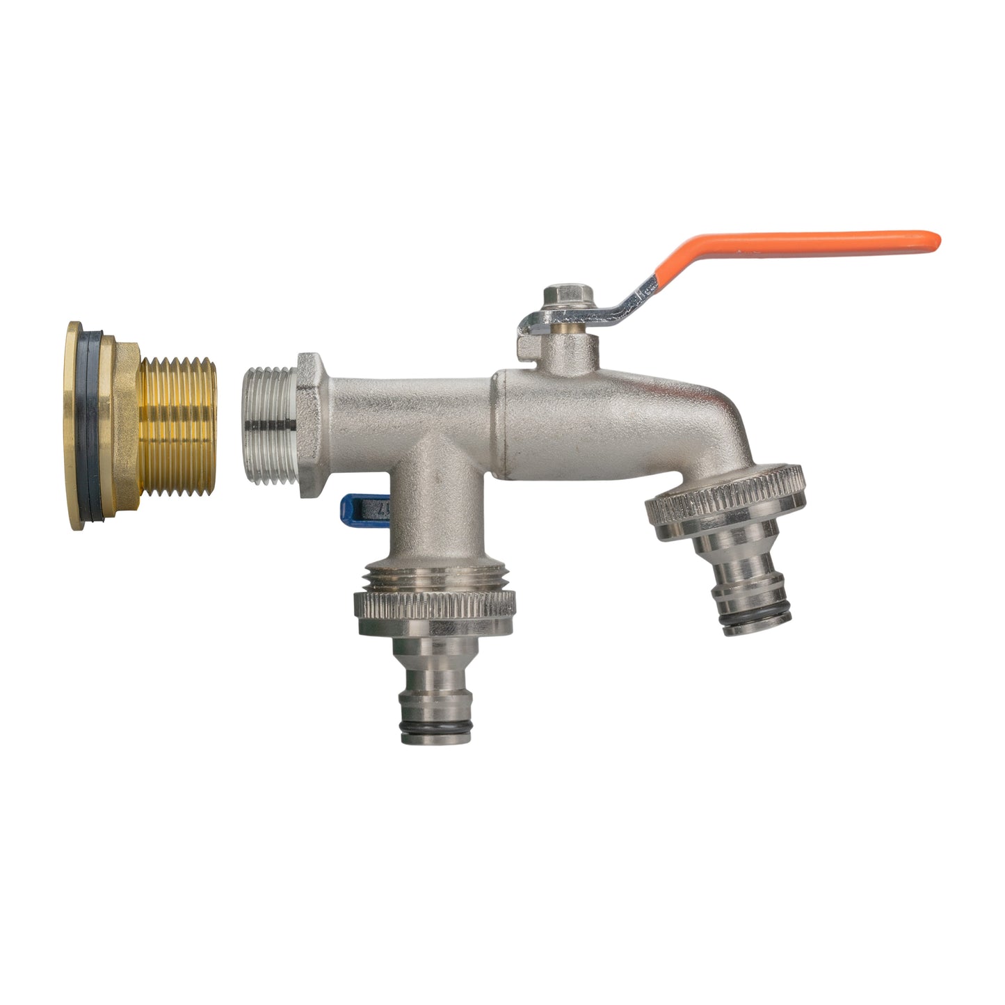 Water Butt Brass Kit 1in with Double Quick Connect Tap and Drill Bit Tap Adapter