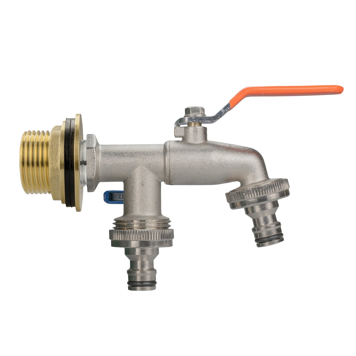 Water Butt Brass Kit 1in with Double Quick Connect Tap and Drill Bit Tap Adapter
