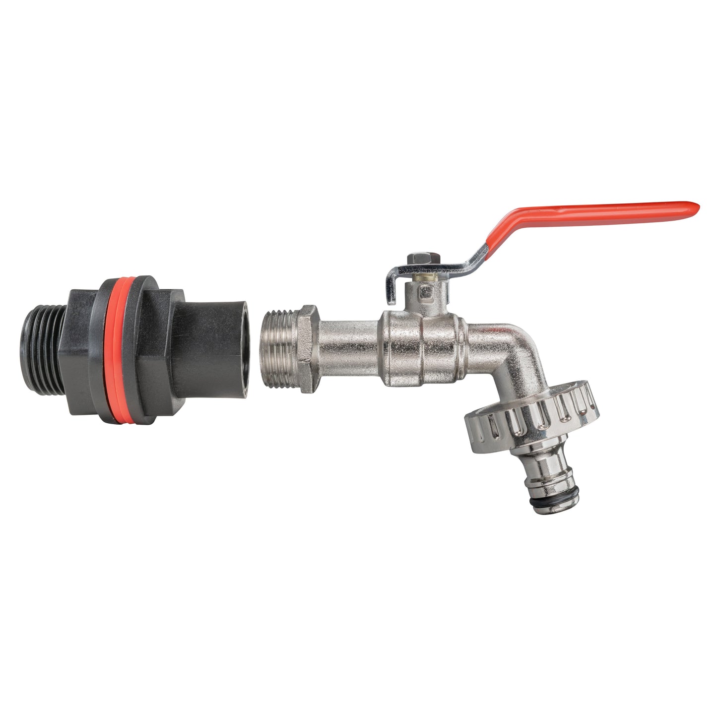 Water Butt Kit 3/4in with Quick Connect Lever Tap and Drill Bit Garden Hose Pipe