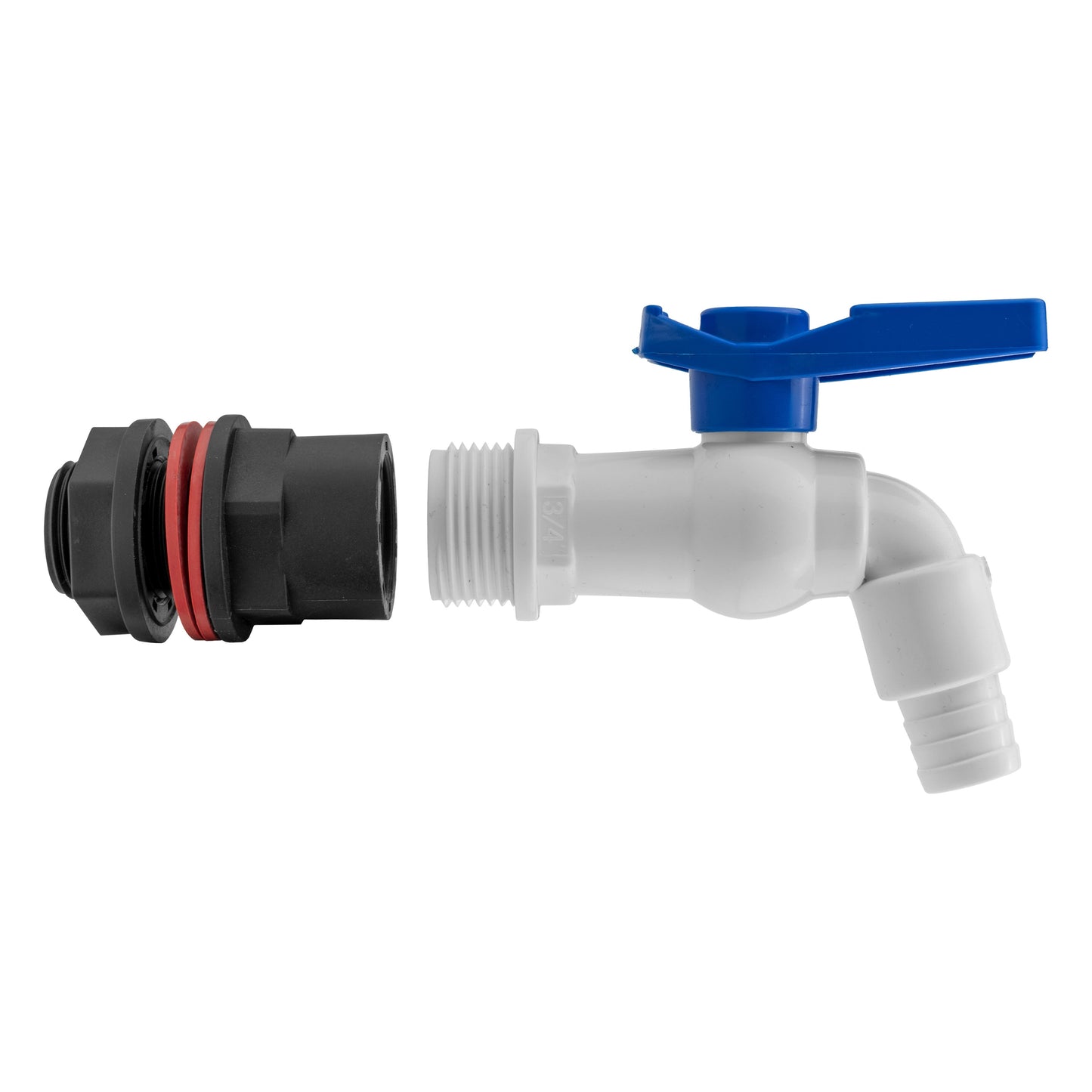 Water Butt Kit 3/4in with White PVC Tap Hose Connector Set Garden Irrigation Kit