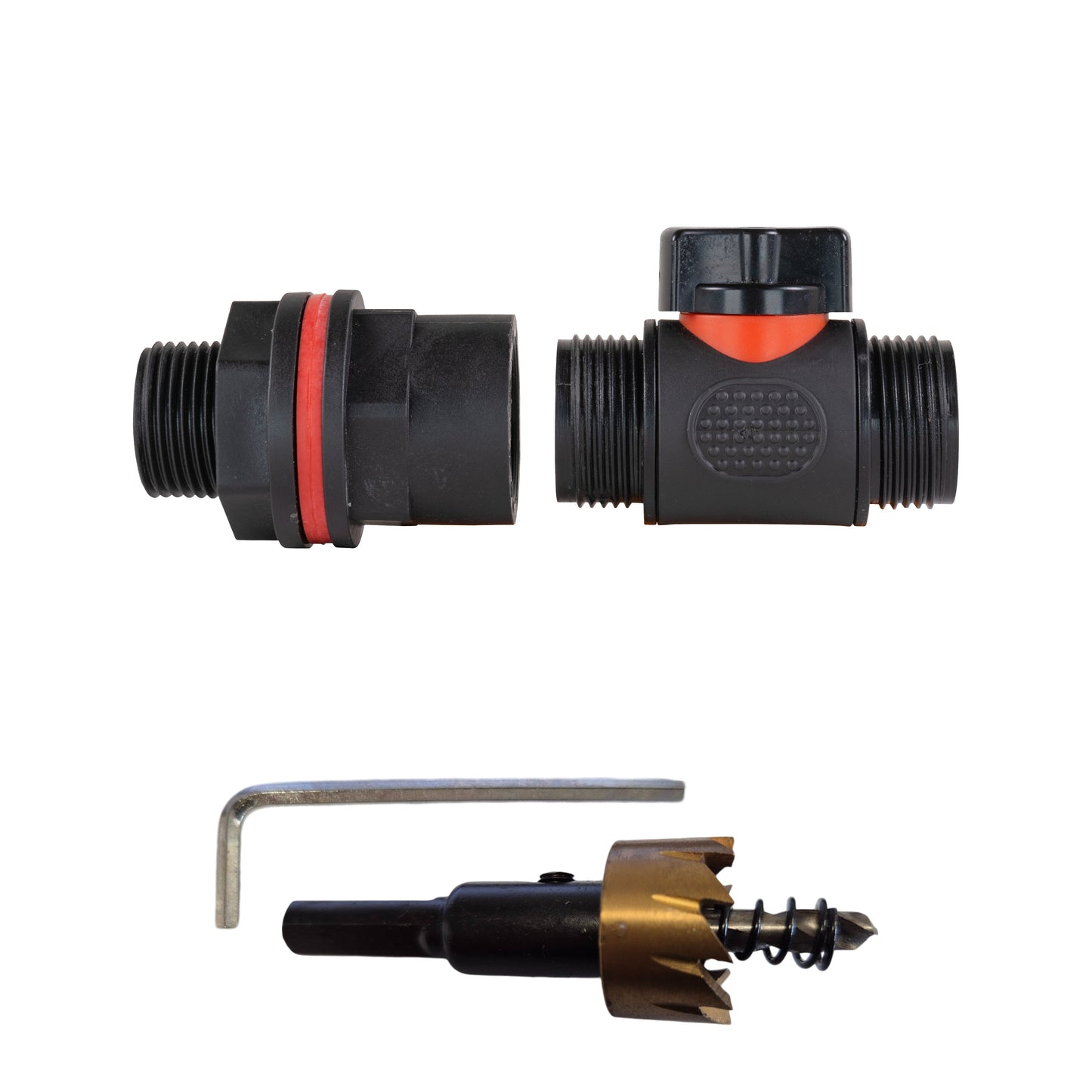 Water Butt Kit 3/4in with 3/4in BSP In-Line Valve and Drill Bit Garden Hose Pipe