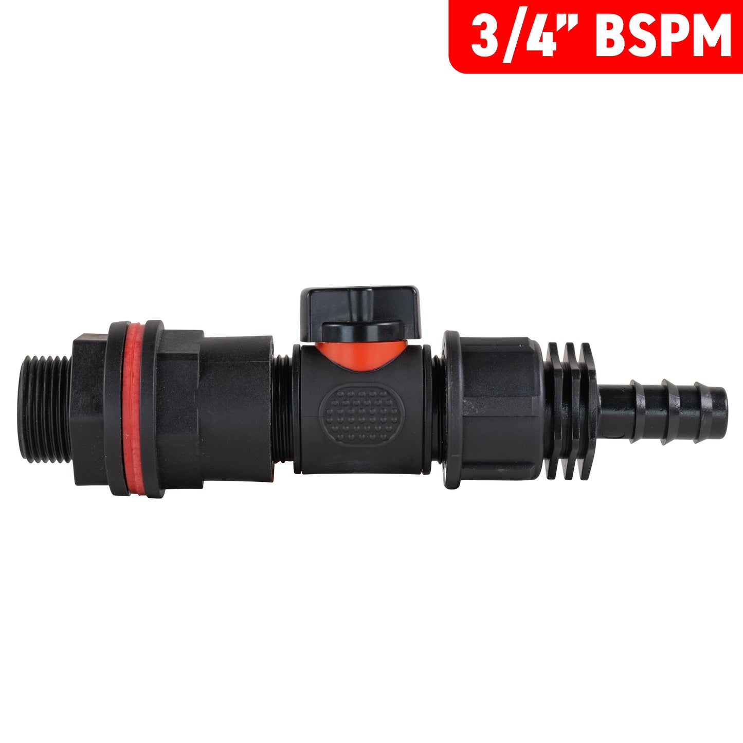 Water Butt Kit 3/4in with In-Line Valve + 1/2in Barb for Drip Irrigation Fitting
