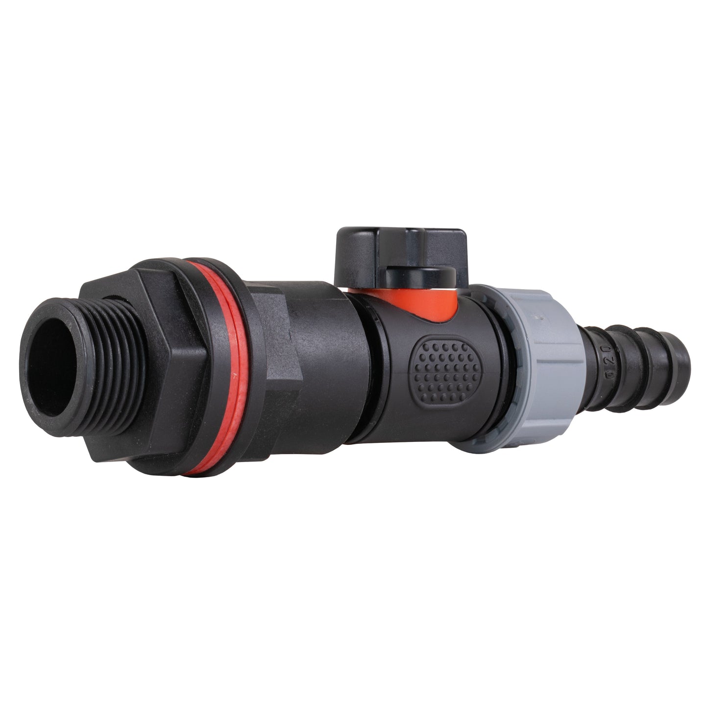 Water Butt Kit 3/4in with In-Line Valve + 3/4in Barb and Drill Bit
