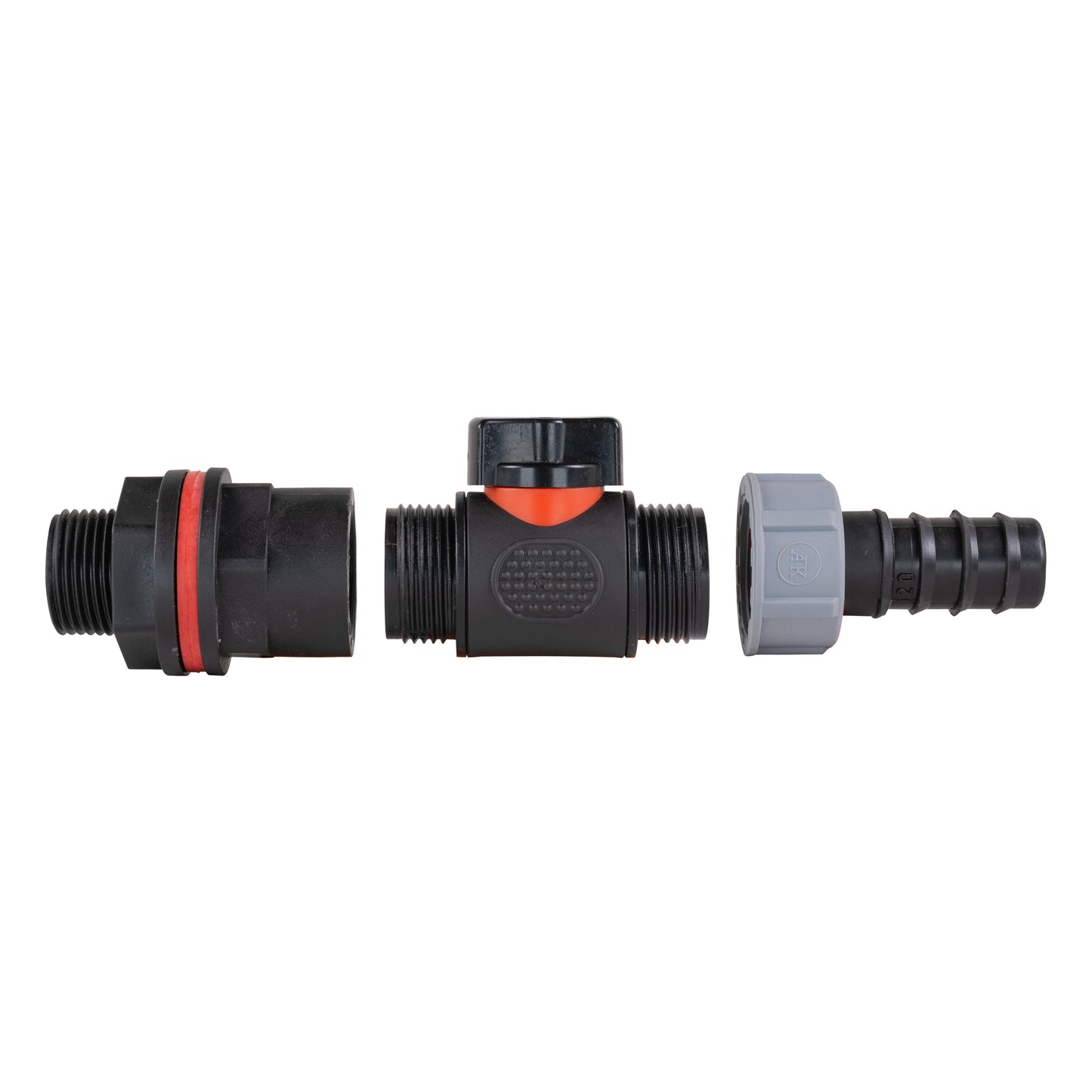 Water Butt Kit 3/4in with In-Line Valve + 3/4in Barb for Drip Irrigation Fitting
