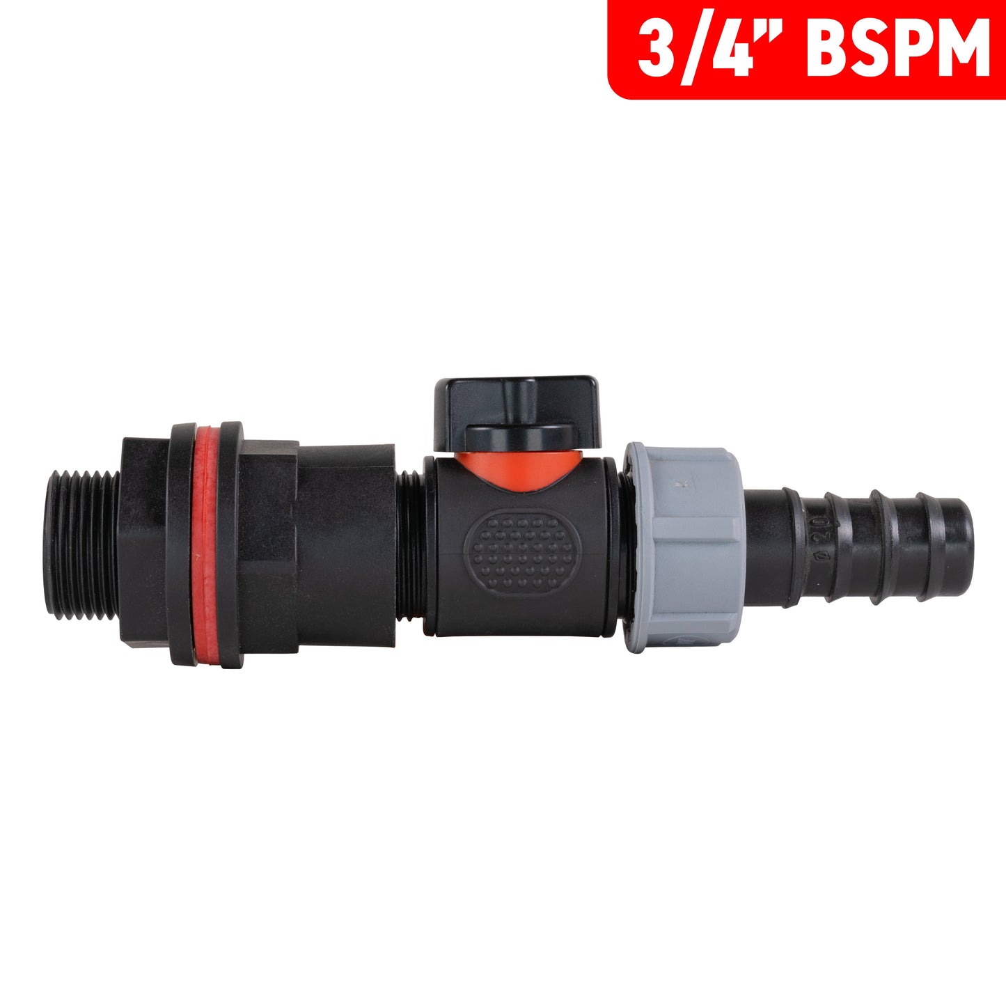 Water Butt Kit 3/4in with In-Line Valve + 3/4in Barb for Drip Irrigation Fitting