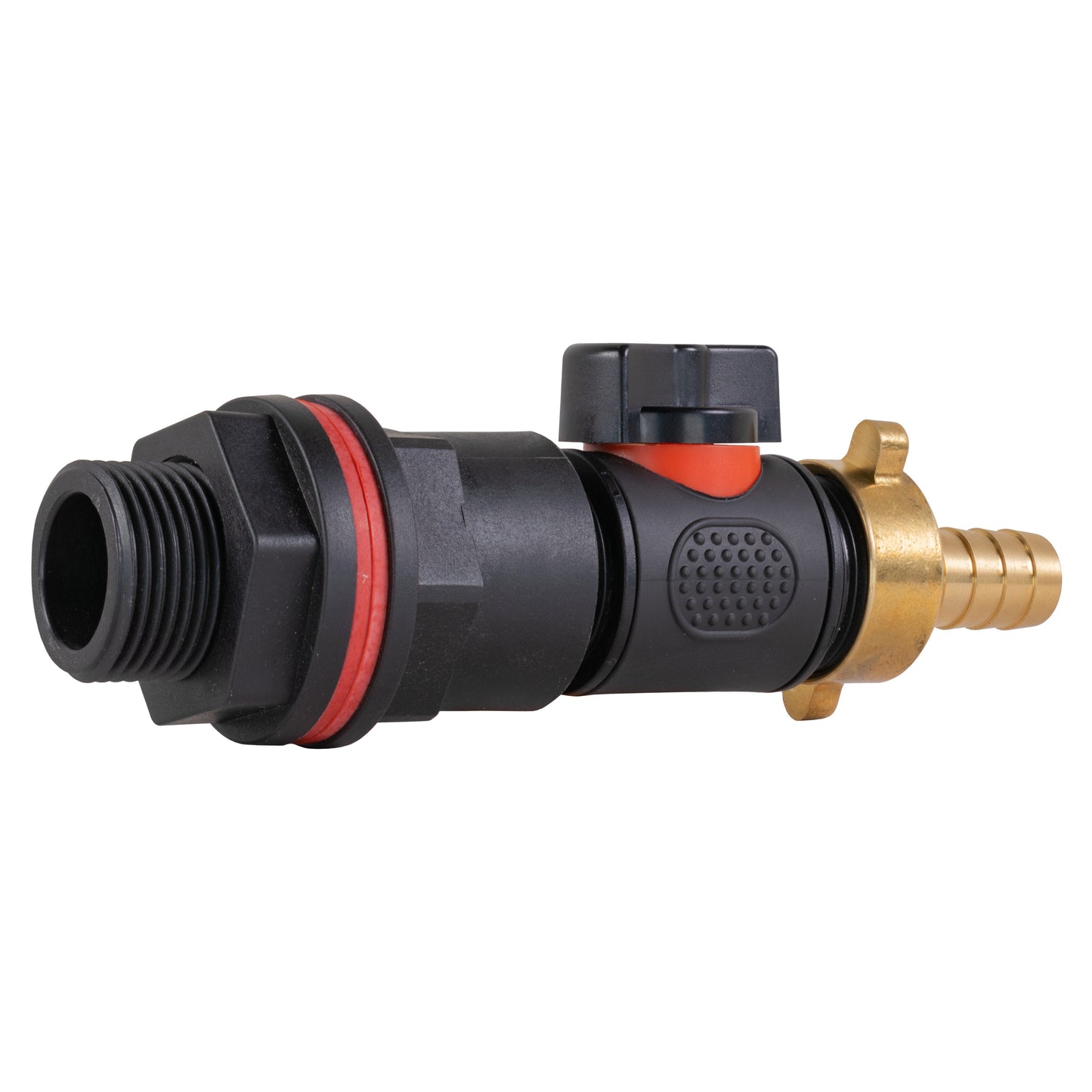 Water Butt Kit 3/4in with In-Line Valve + 13mm Brass Barb for Hose Connector Set
