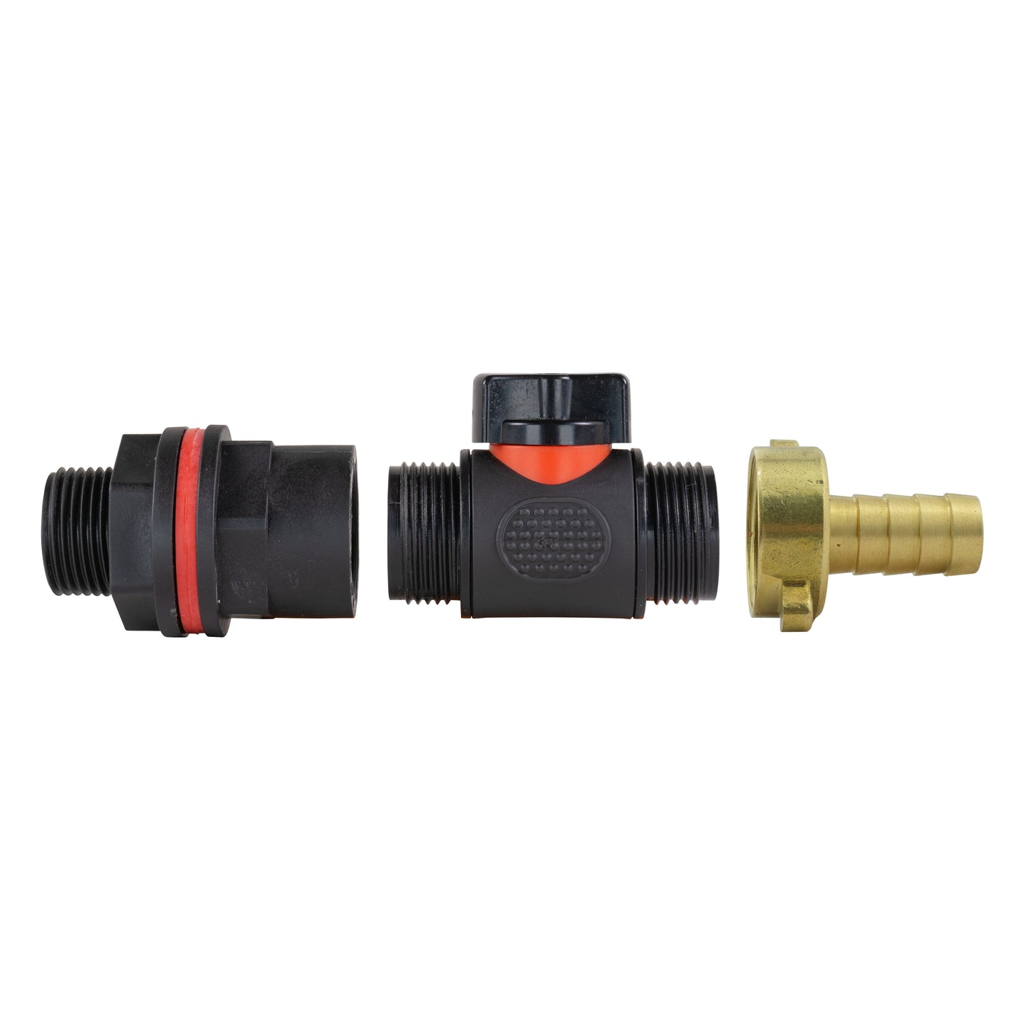 Water Butt Kit 3/4in with In-Line Valve + 13mm Brass Barb and Drill Bit