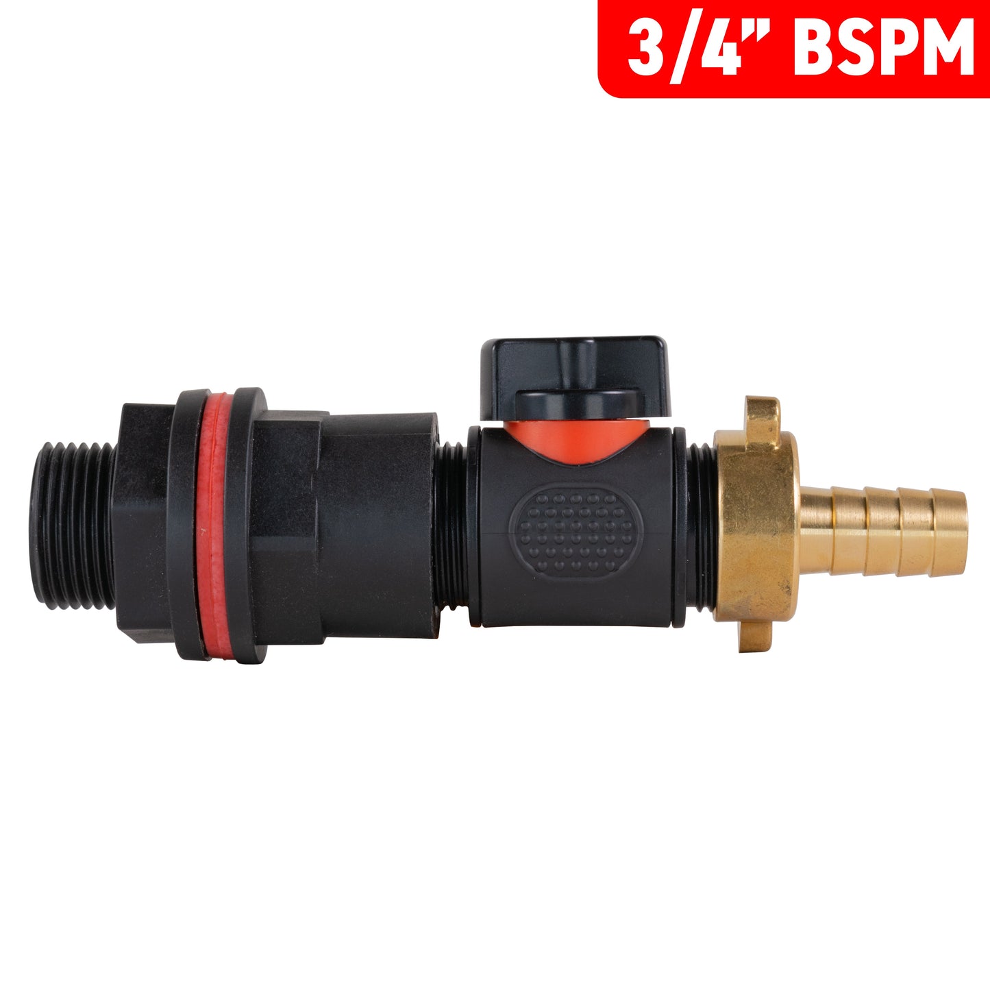Water Butt Kit 3/4in with In-Line Valve + 13mm Brass Barb and Drill Bit