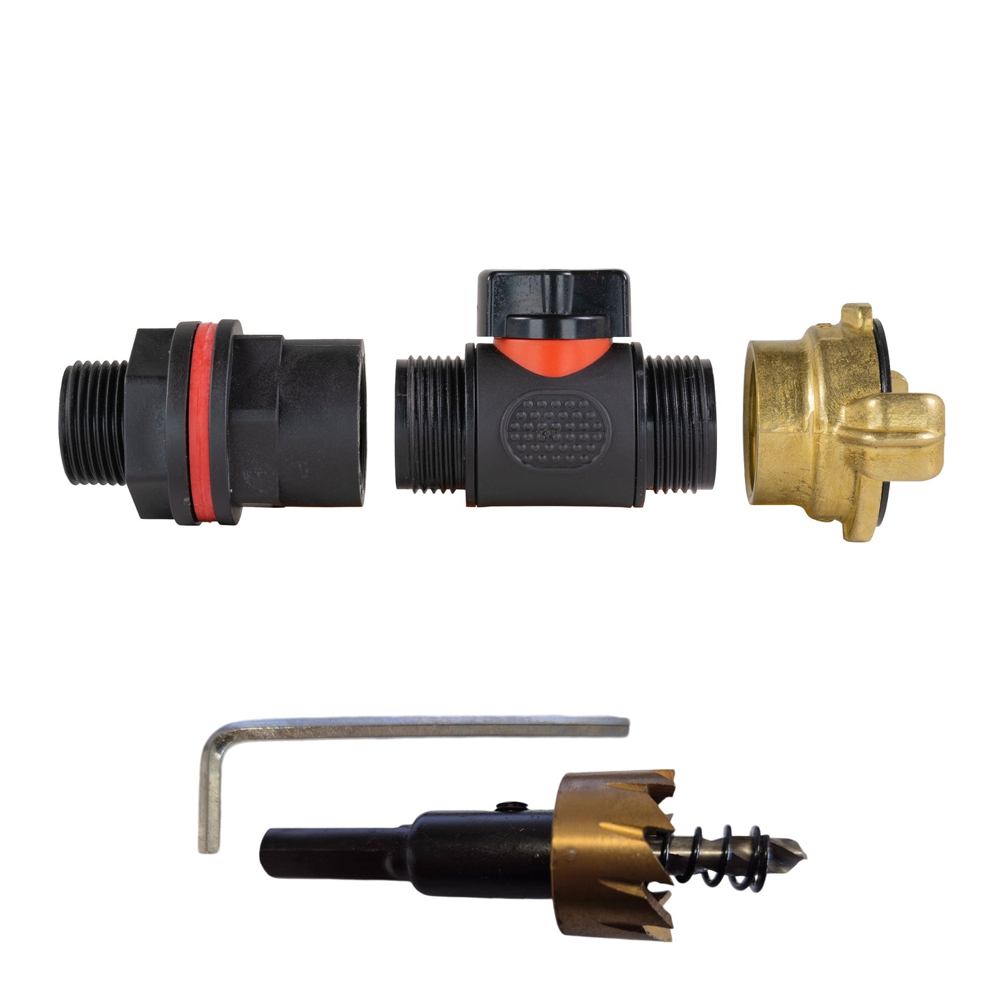 Water Butt Kit 3/4in with In-Line Valve + Geka and Drill Bit for Water Connector