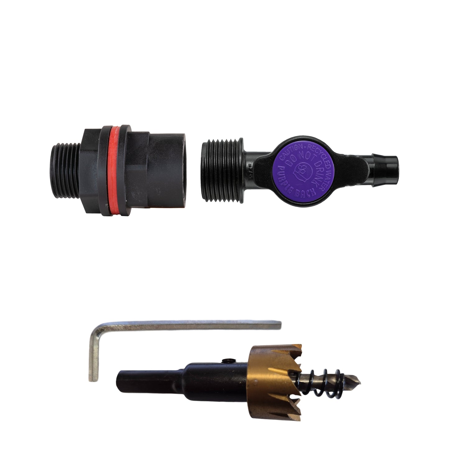 Water Butt Kit 3/4in with 13mm Barb Irrigation Valve and Drill Bit