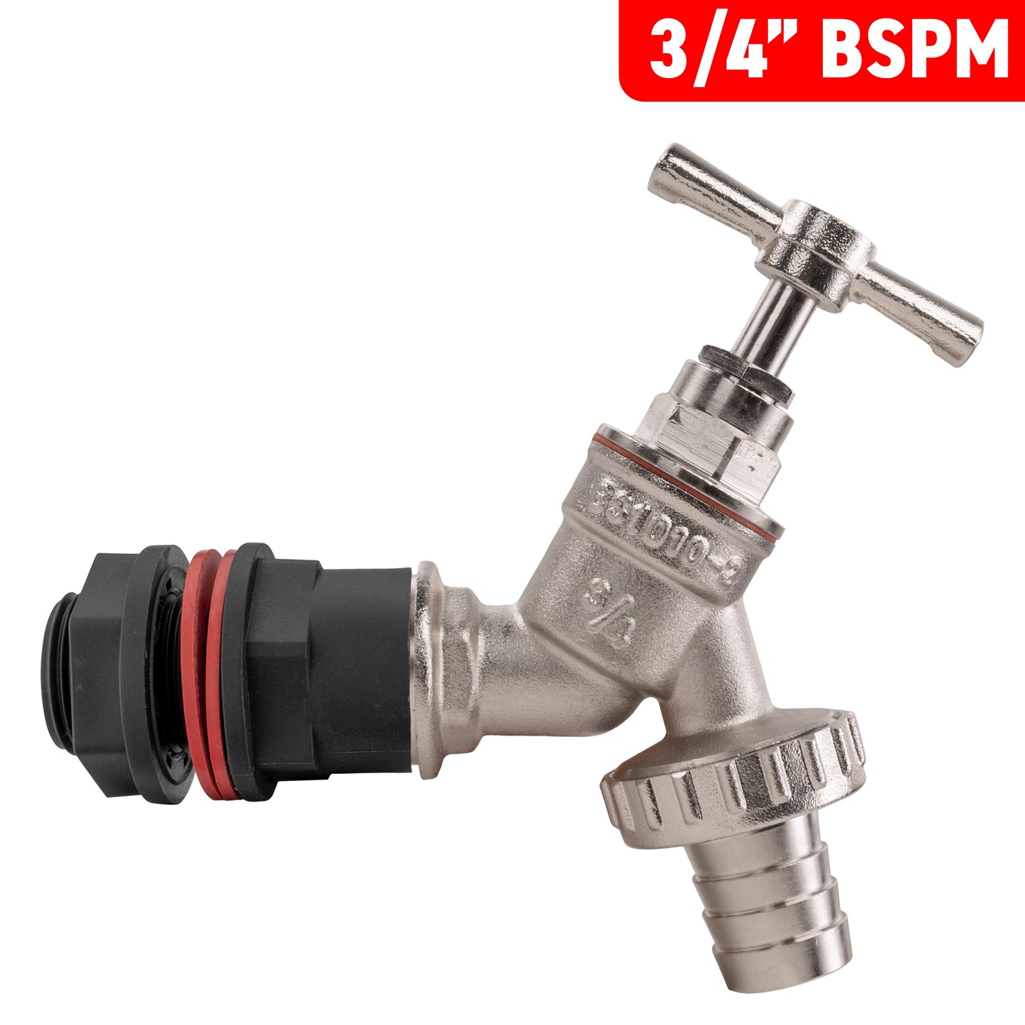 Water Butt Kit 3/4in with Nickel Plated Barbed Tap and Drill Bit Water Connector