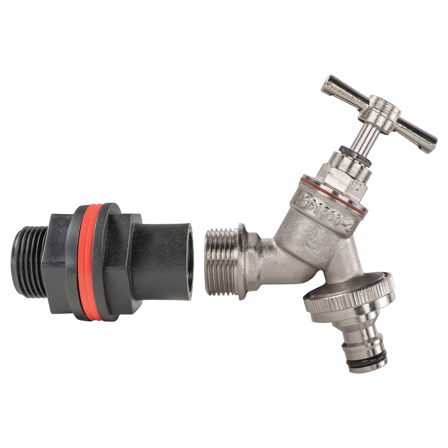 Water Butt Kit 3/4in with Nickel Plated Quick Connect Tap and Drill Bit