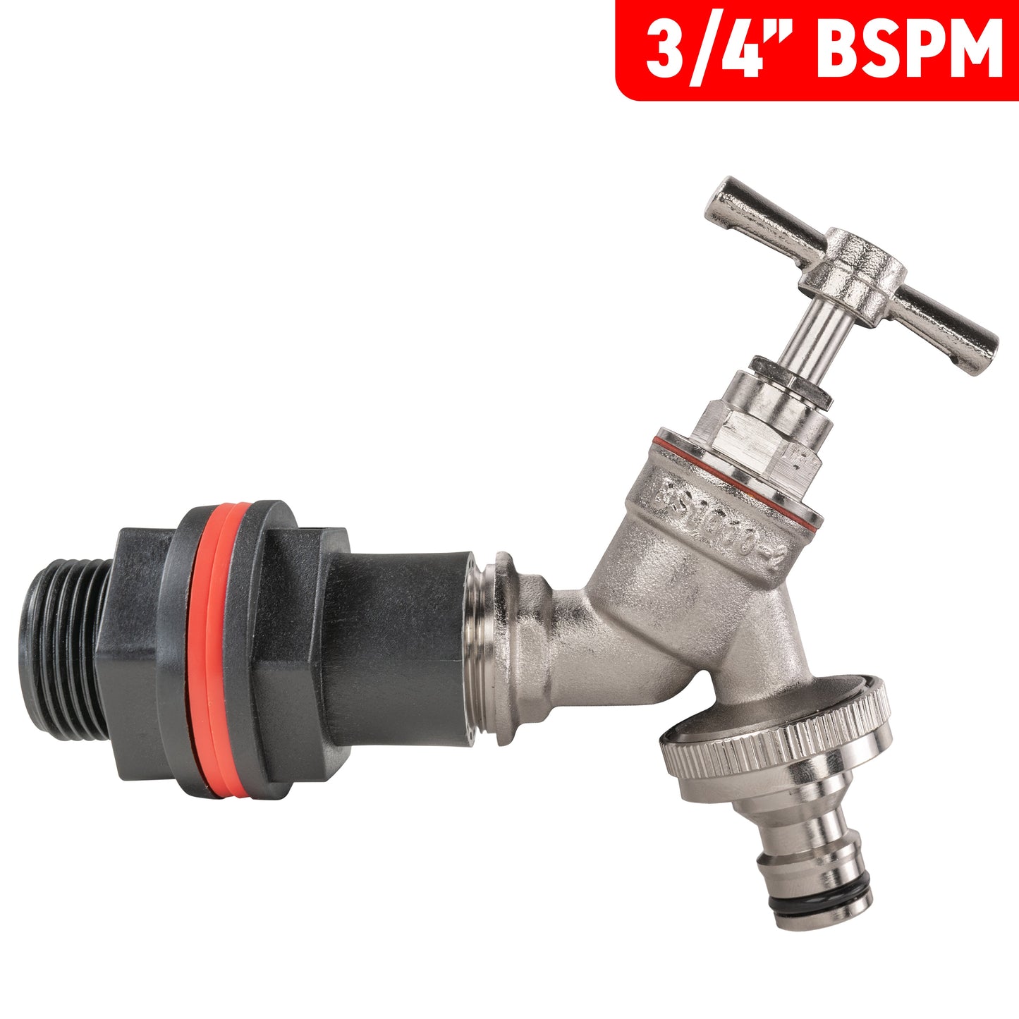 Water Butt Kit 3/4in with Nickel Plated Quick Connect Tap and Drill Bit