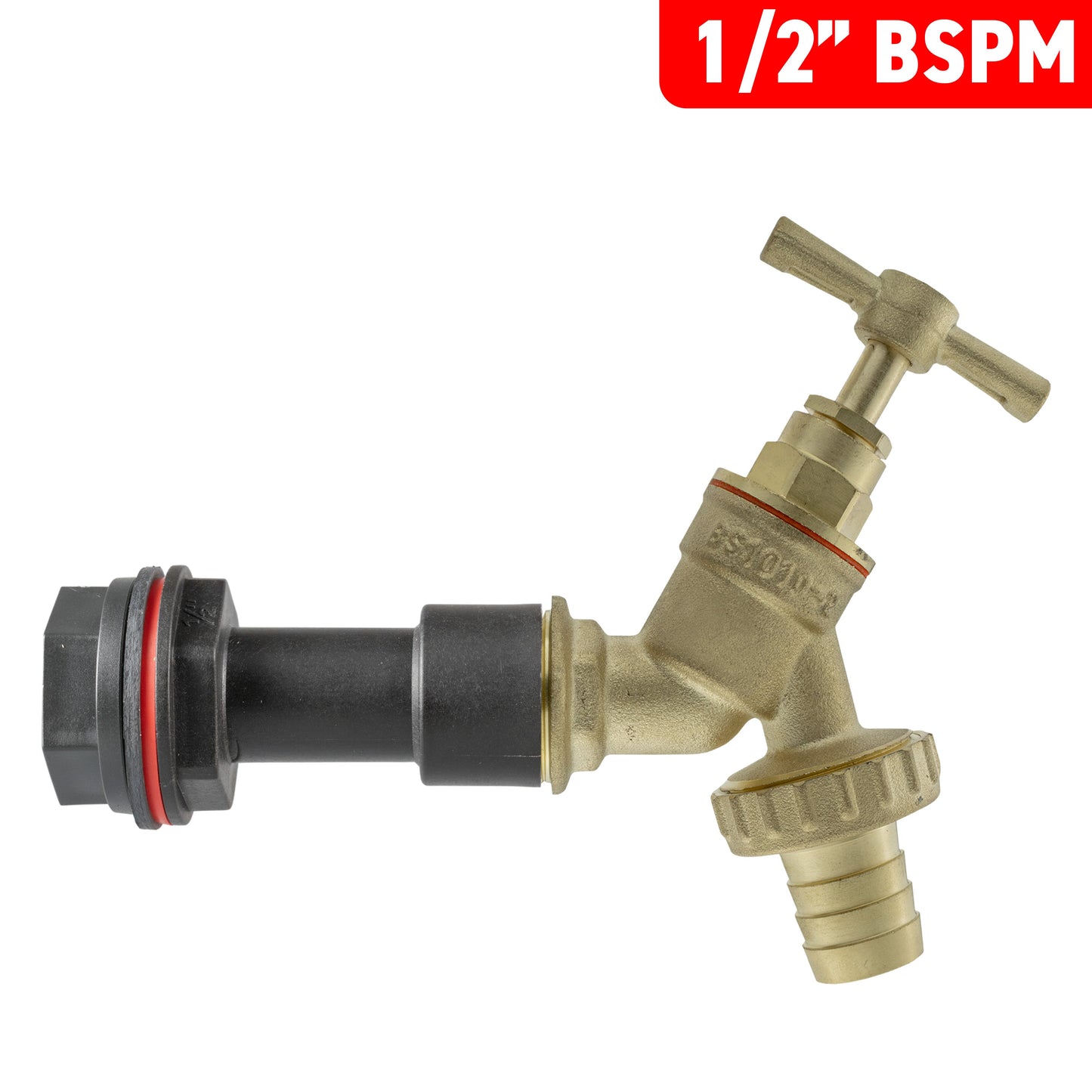 Water Butt Extension Kit 1/2in with Brass Barbed Tap and Drill Bit Tap Adapter