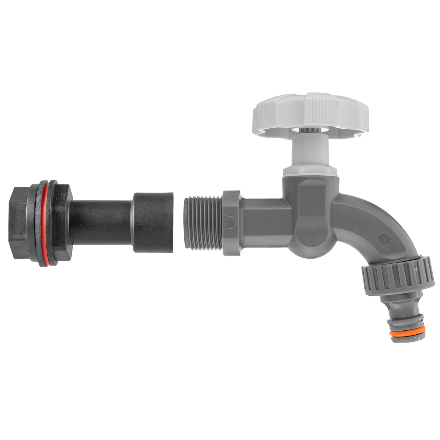 Water Butt Extension Kit 1/2in with Grey Dial Tap and Drill Bit Garden Hose Pipe