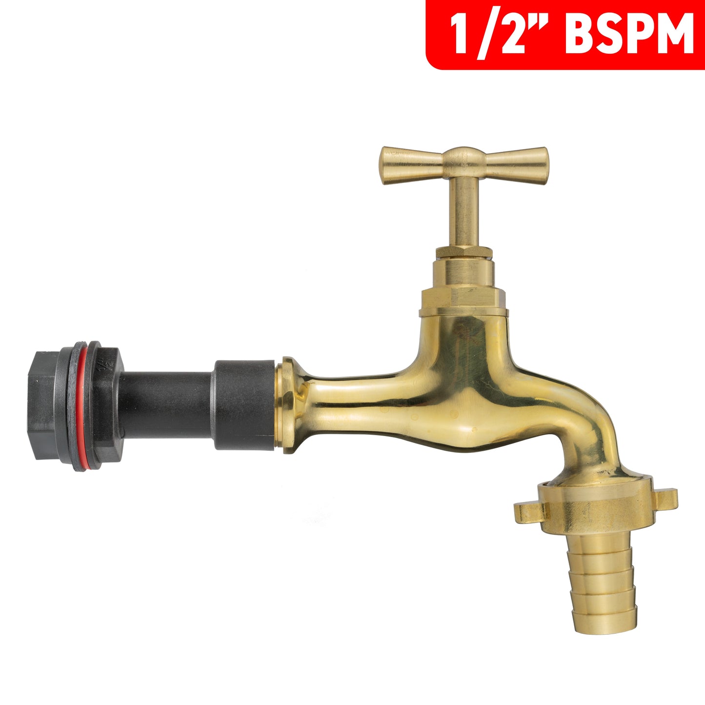 Water Butt Extension Kit 1/2in with 13mm Barbed Polished Brass Tap and Drill Bit