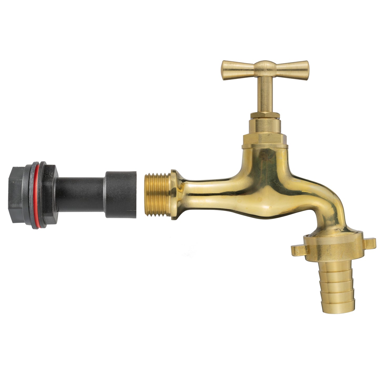 Water Butt Extension Kit 1/2in with 15mm Barbed Polished Brass Tap Tap Adapter