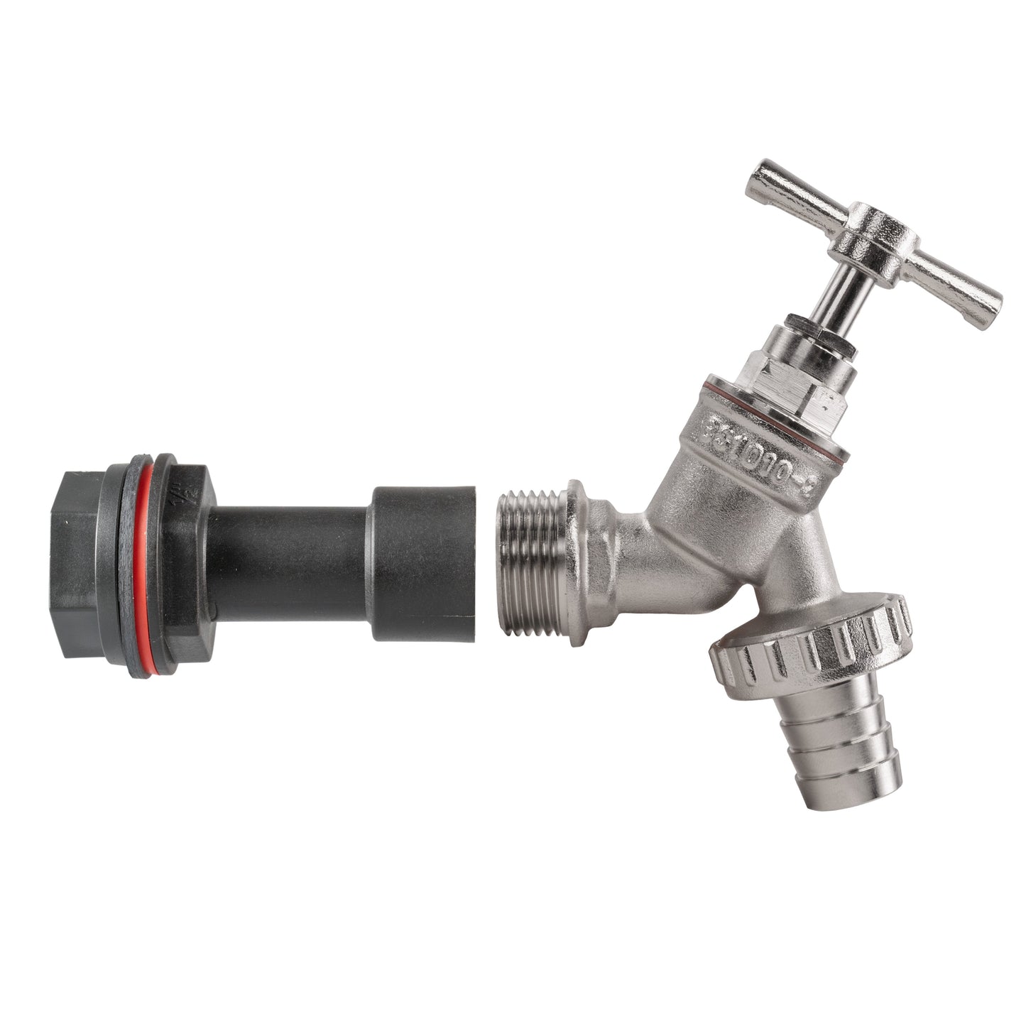 Water Butt Extension Kit 1/2in with Nickel Plated Barbed Tap for Water Connector
