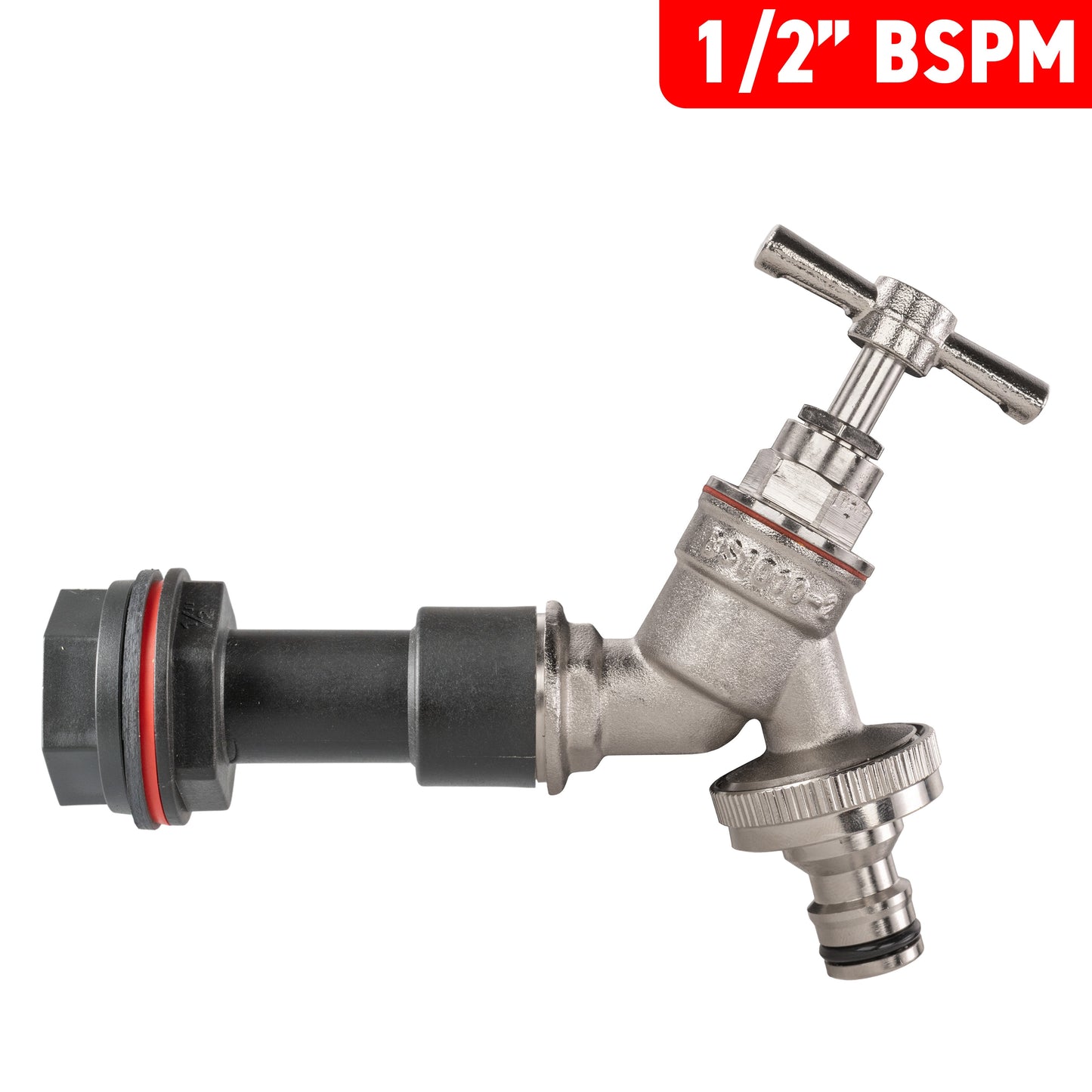 Water Butt Extension Kit 1/2in with Nickel Plated Quick Connect Tap and Drill Bi
