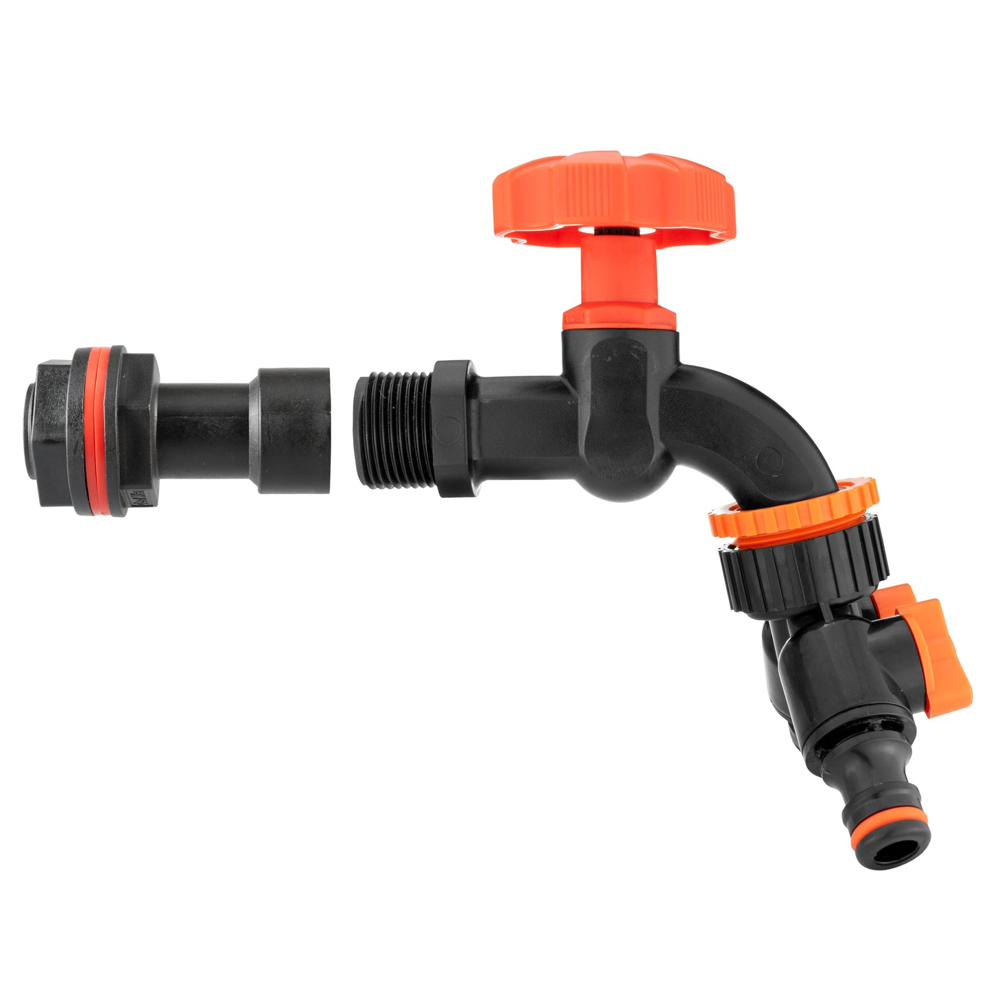 Water Butt Extension Kit 1/2in with Black Dial Tap + Two-Way Splitter