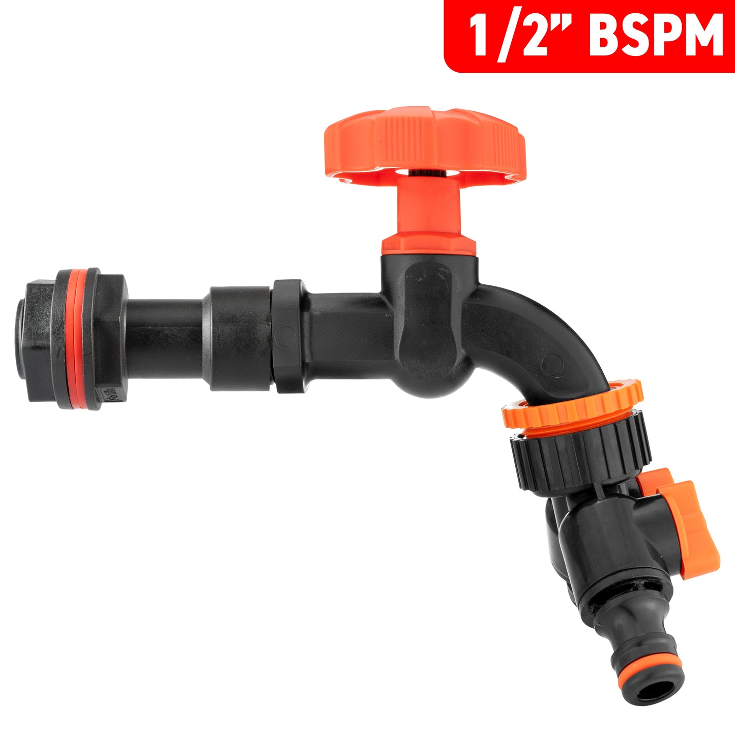 Water Butt Extension Kit 1/2in with Black Dial Tap + Two-Way Splitter