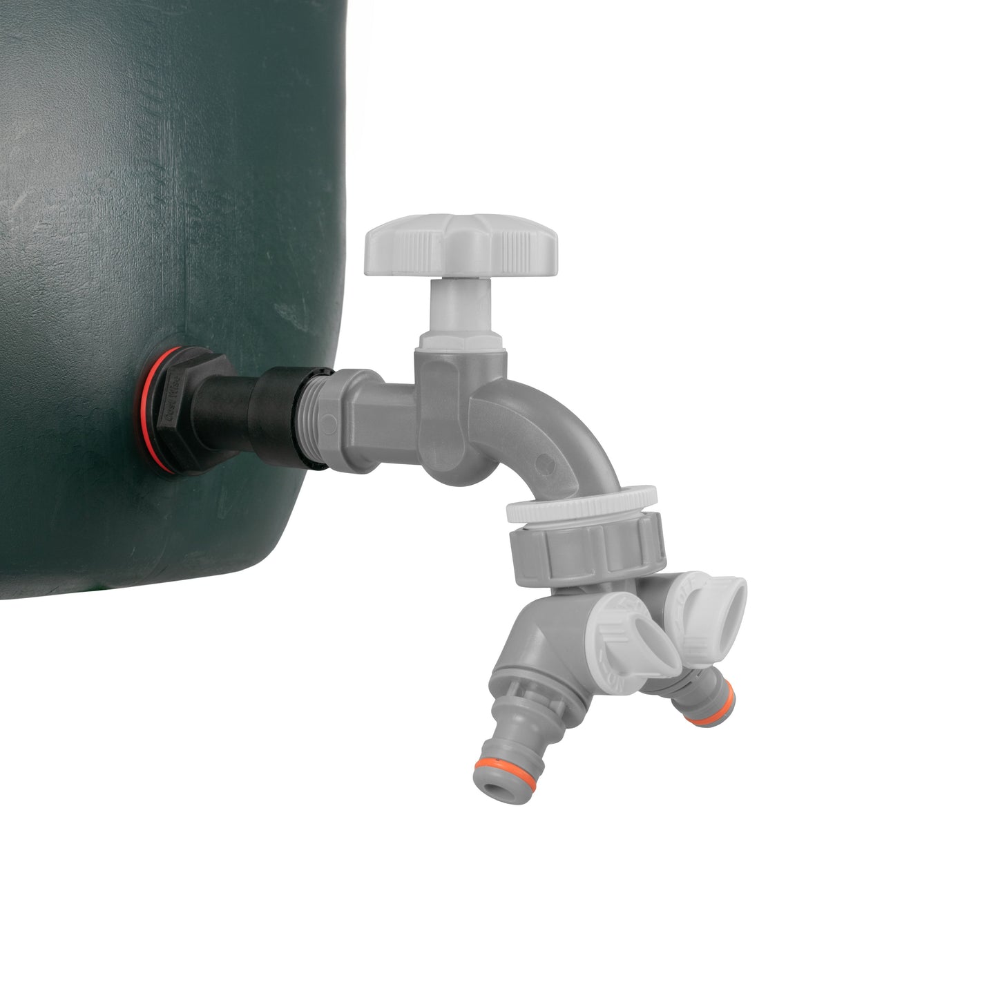 Water Butt Extension Kit 1/2in with Grey Dial Tap + Two-Way Splitter Tap Adapter