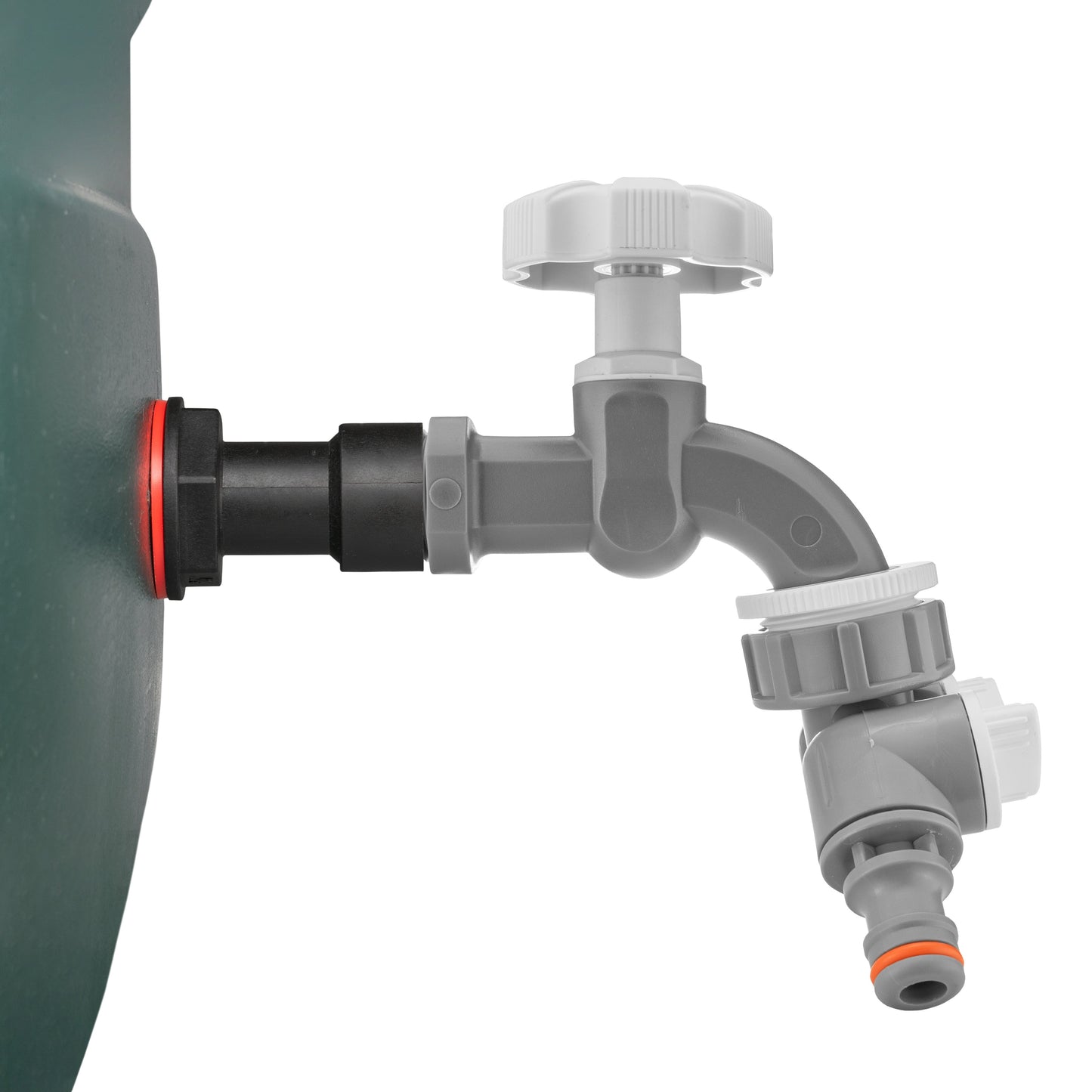 Water Butt Extension Kit 1/2in with Grey Dial Tap + Two-Way Splitter Tap Adapter