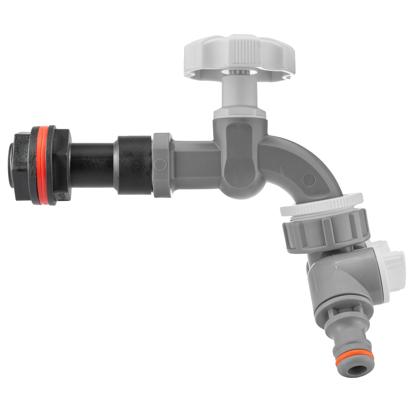 Water Butt Extension Kit 1/2in with Grey Dial Tap + Two-Way Splitter Tap Adapter
