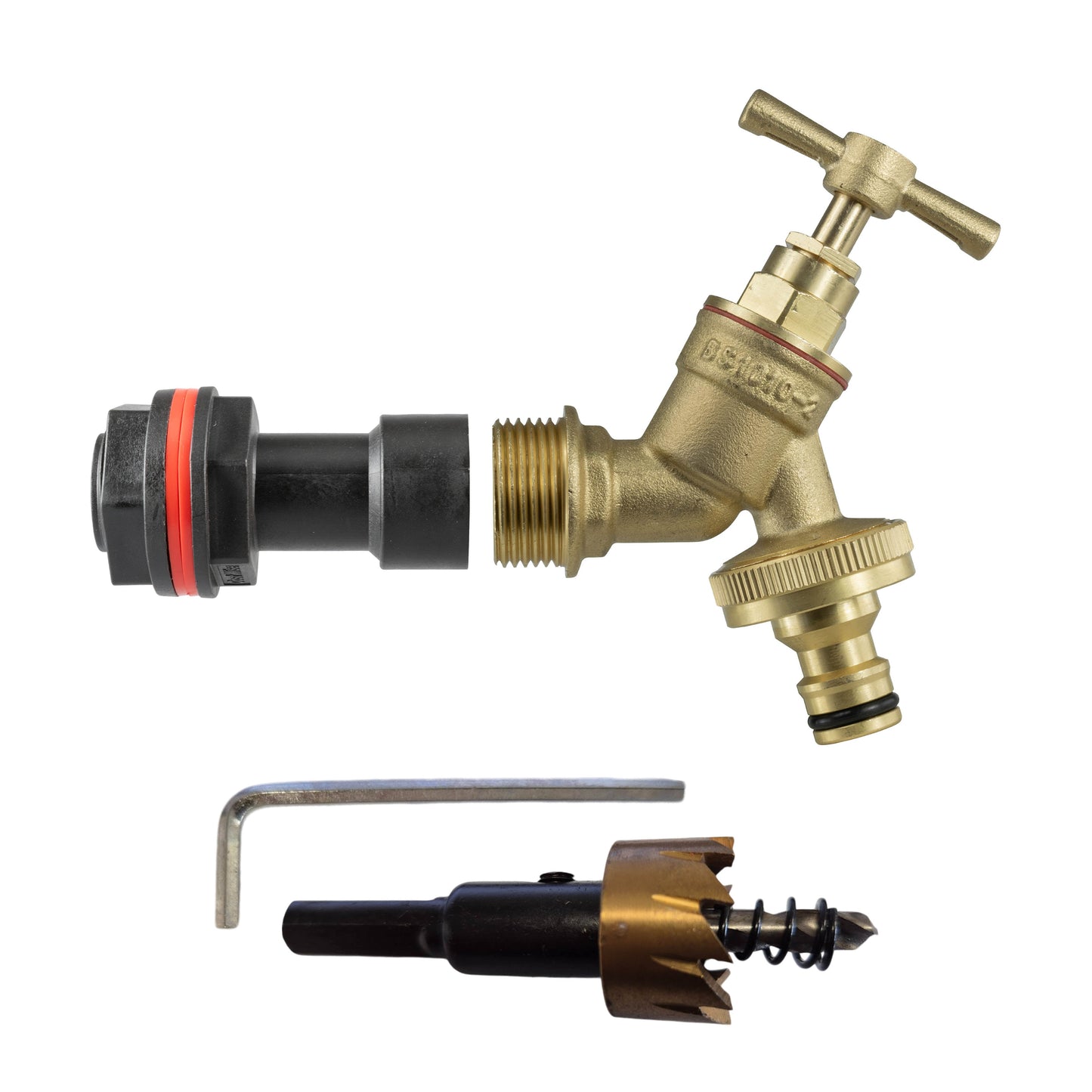 Water Butt Extension Kit 3/4in with Brass Quick Connect Tap and Drill Bit