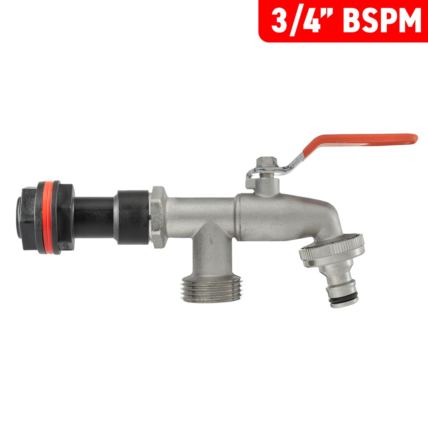 Water Butt Extension Kit 3/4in with Double Tap and Drill Bit for Water Connector