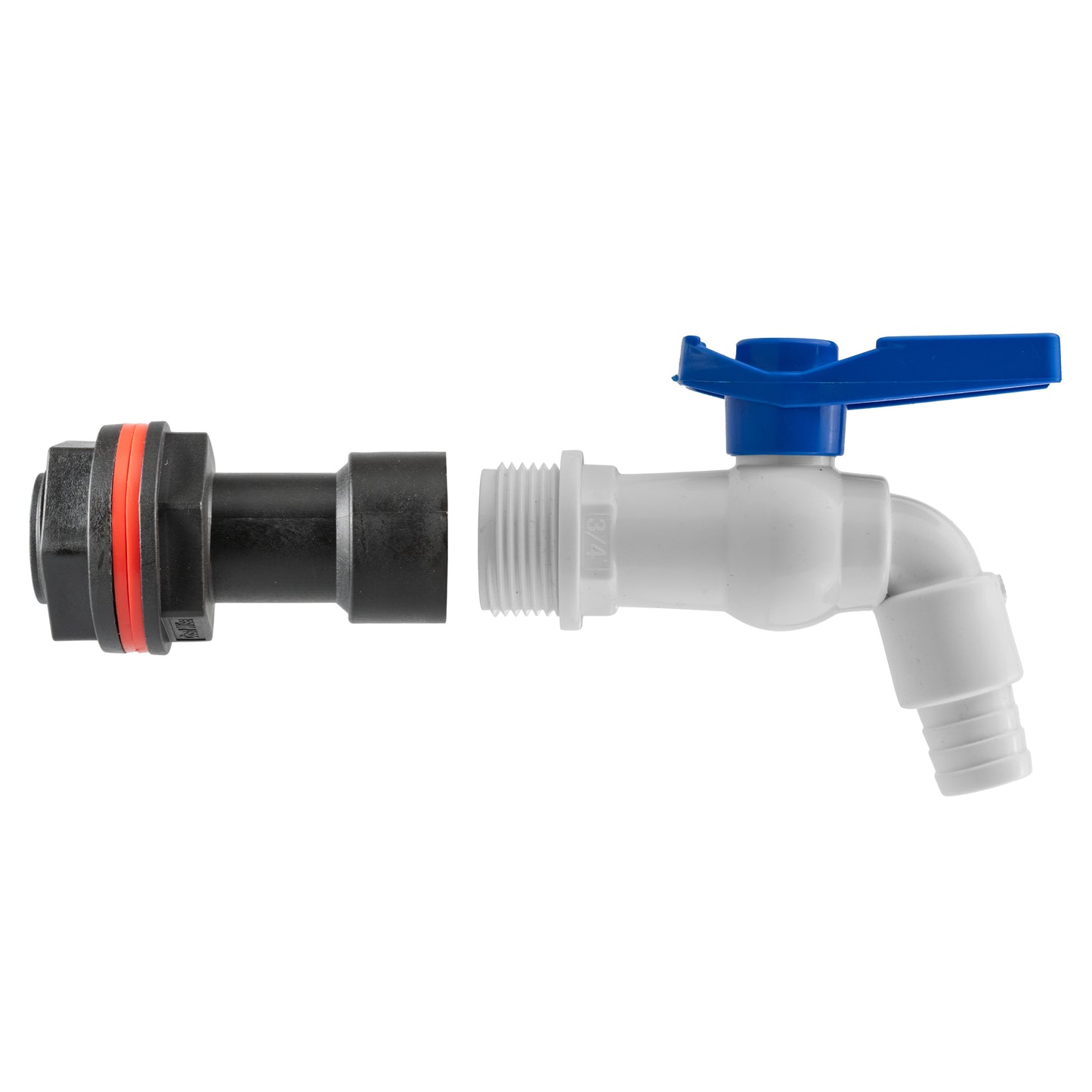 Water Butt Extension Kit 3/4in with White PVC Tap and Drill Bit Garden Hose Pipe