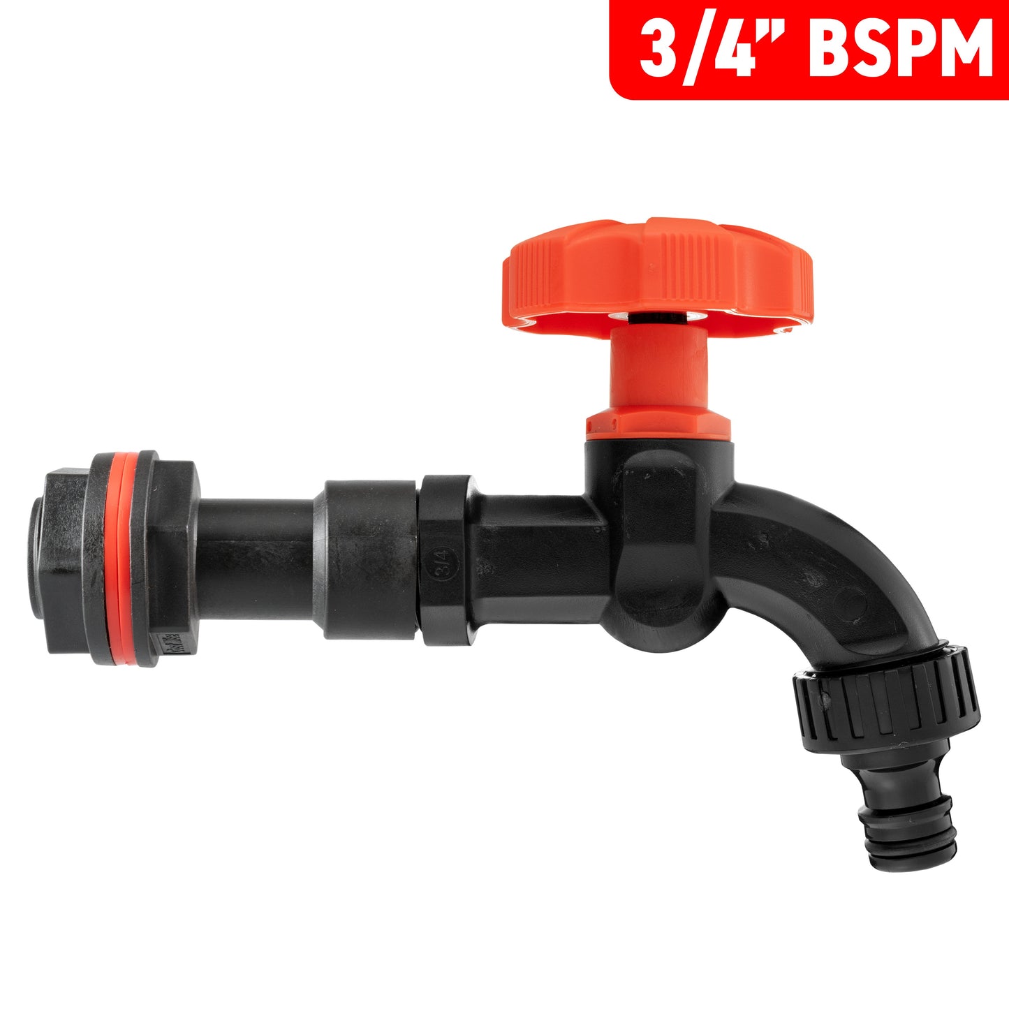 Water Butt Extension Kit 3/4in with Black Dial Tap and Drill Bit Water Connector