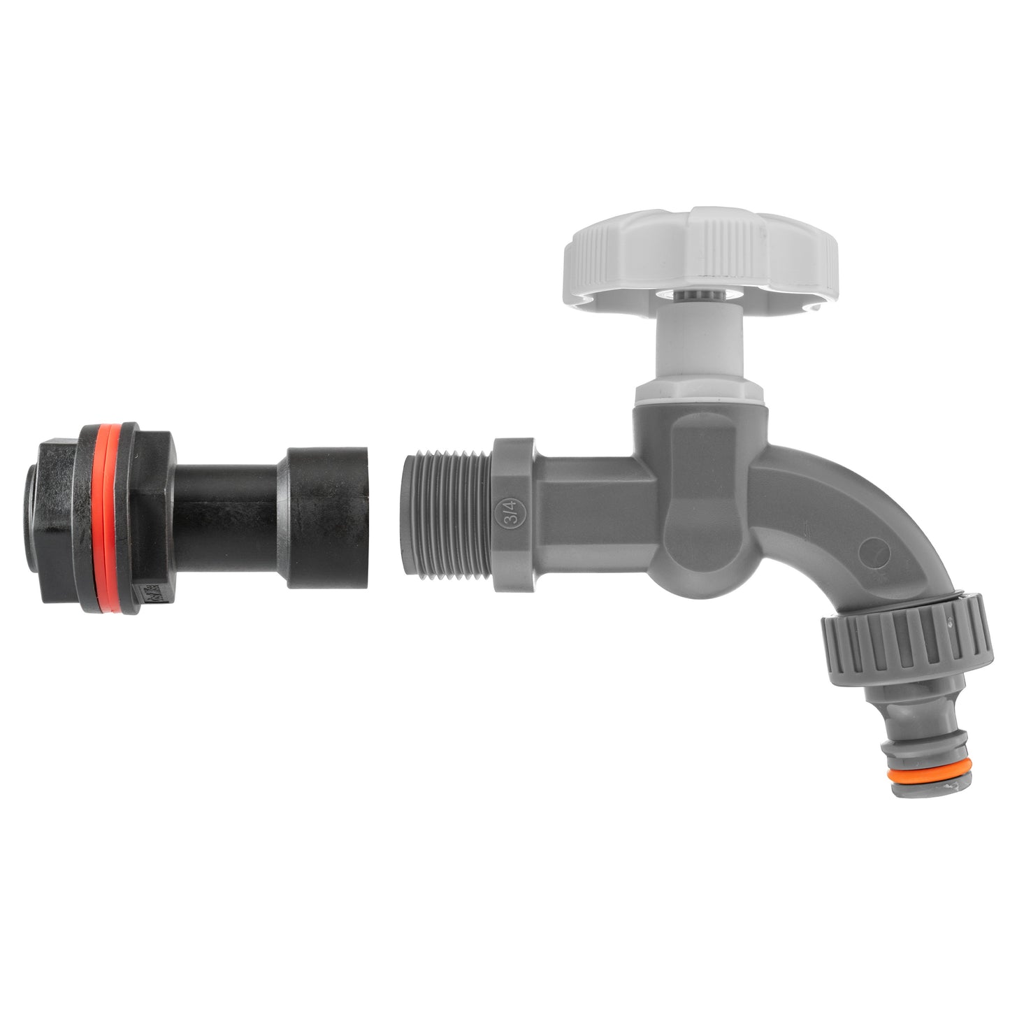 Water Butt Extension Kit 3/4in with Grey Dial Tap Hose Connector Set Tap Adapter